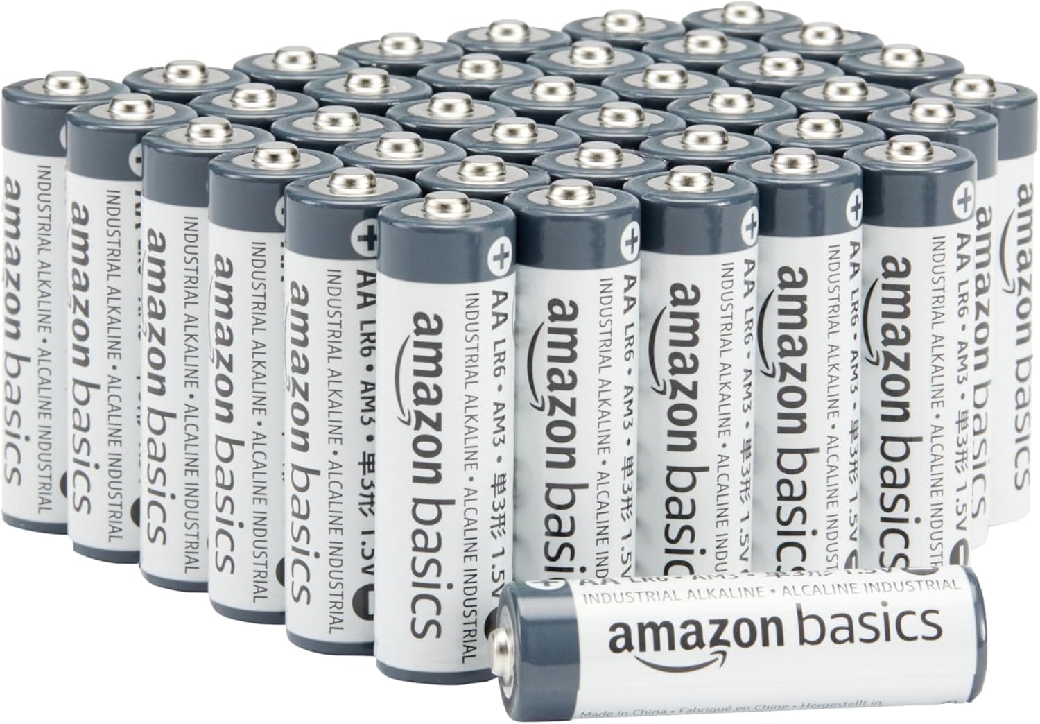 Amazon Basics - Paquete de 40 pilas industriales alcalinas AA, 1,5 voltios, vida útil de 5 años