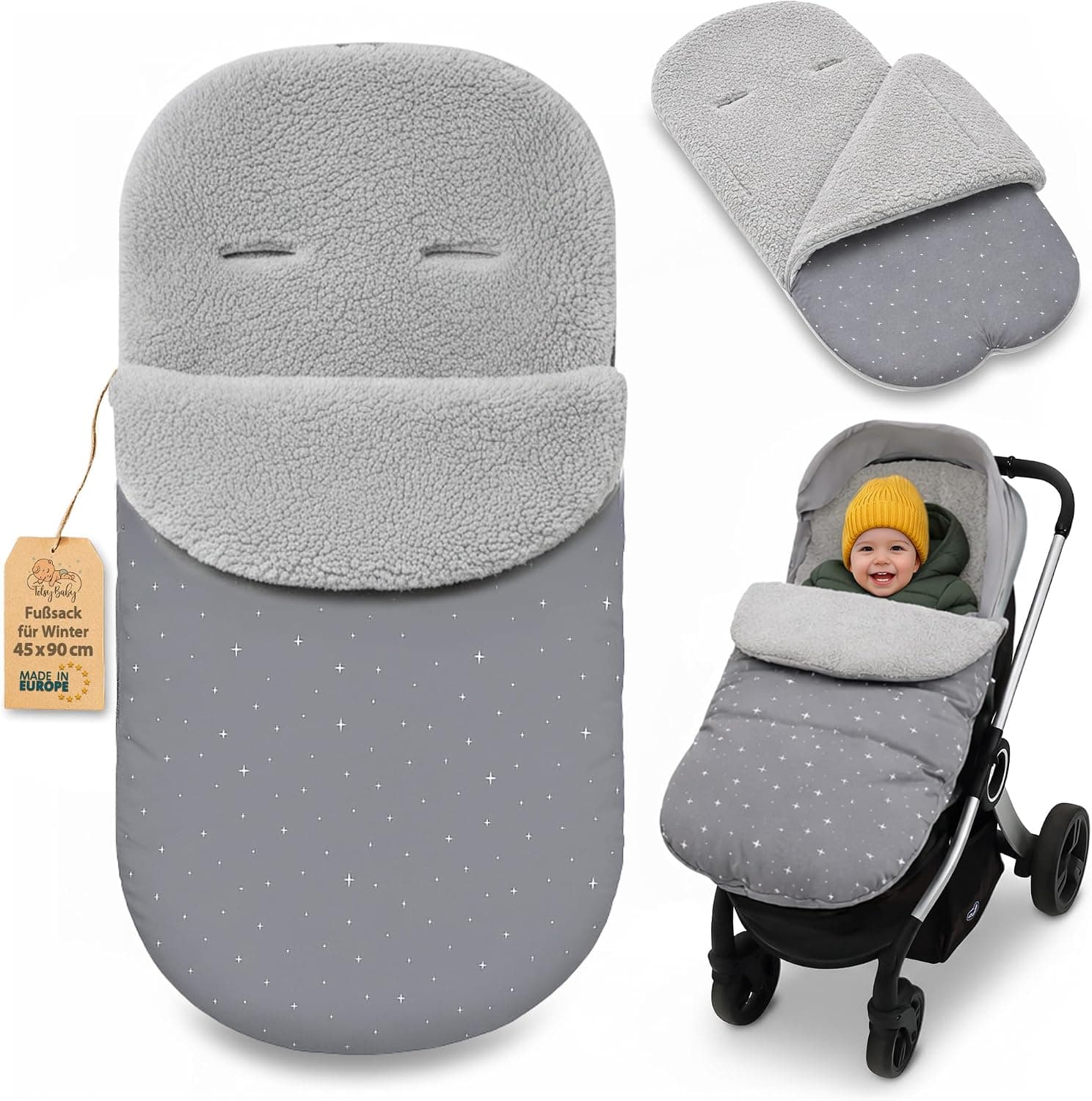 Saco Carrito Bebé Universal Invierno Silla de Paseo 90x45 cm en bouclé