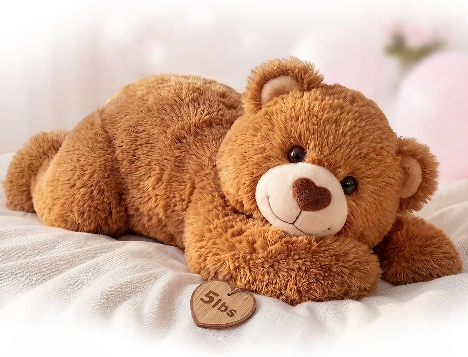 Mewaii Peluche Oso Pardo Tumbado con Peso 2,4 kg, Cojín Térmico
