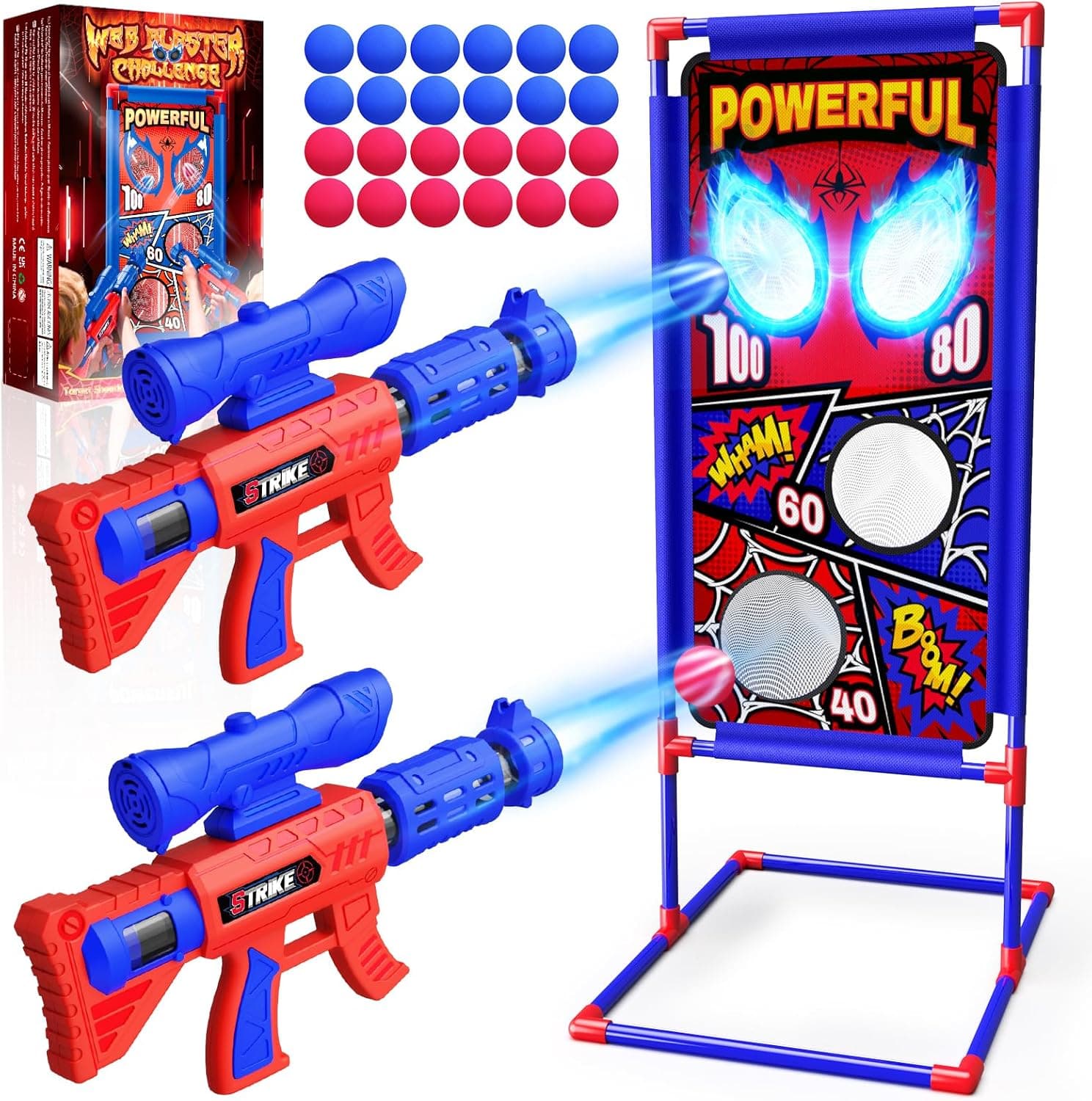 Tiro Juguetes Niños 3-12 Años con 2 Pistola Air con Mira| 4 Dianas| 24 Bolas de Espuma, Juguetes Niños Exterior Jardin Juegos Niños 3-10 Años Regalo Niño 4 5 6 7 8 9 Años Regalos Cumpleaños