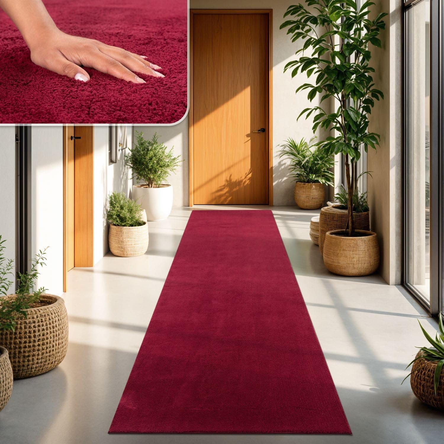 TT Home Alfombra Salón Rojo 60x100 cm Lavable y Pelo Corto