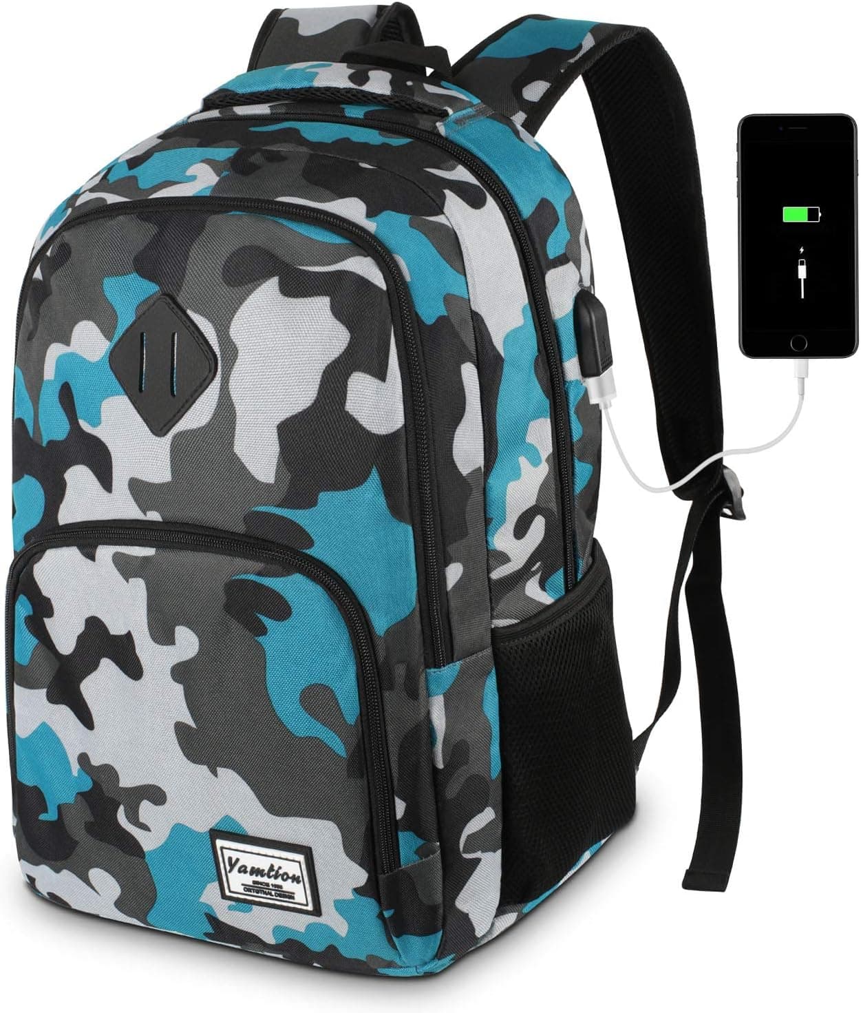 YAMTION Mochila adolescente chico hombre mochila ordenador clase ocio de negocios colegio escuela secundaria trabajo universidad viajes escuela