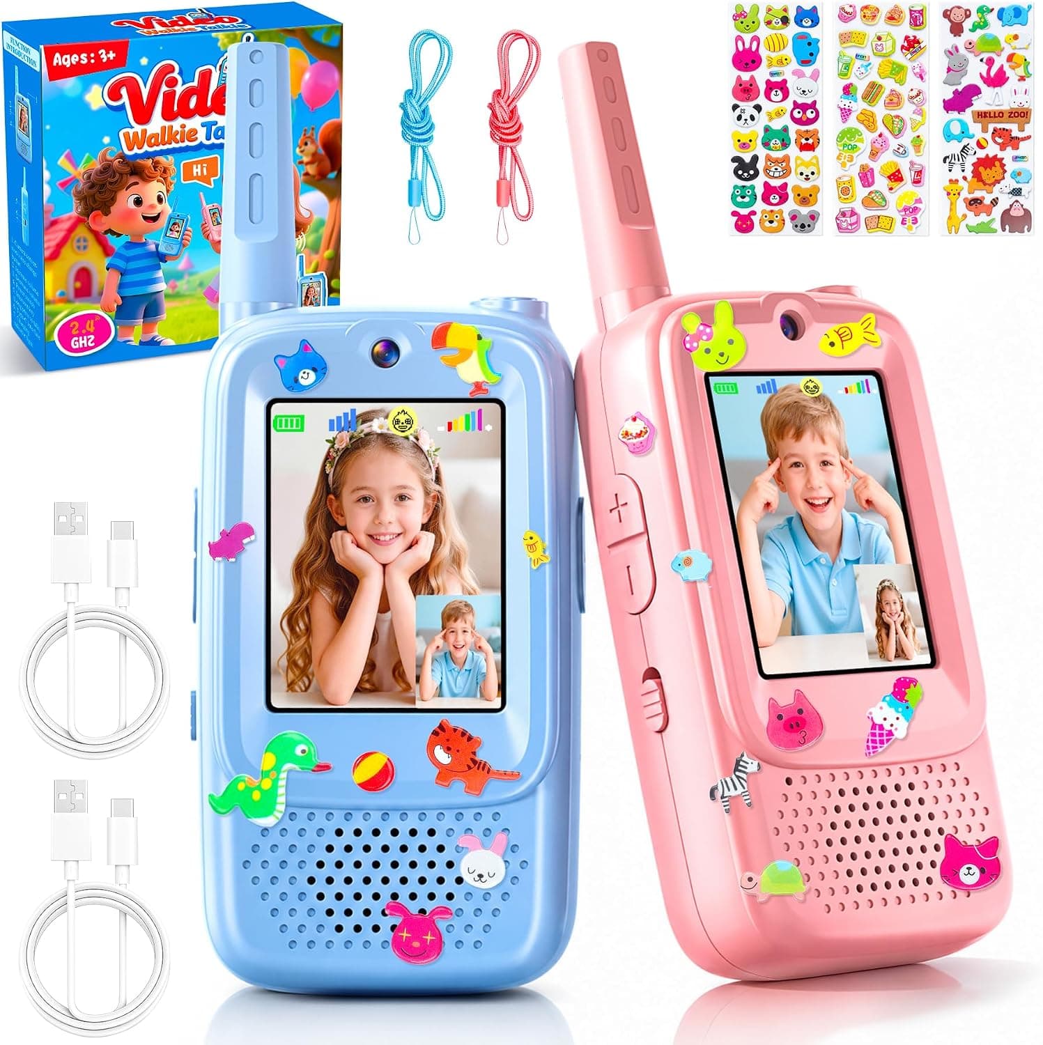 Walkie Talkie Niños Recargable,Vídeo,Regalo Niño Niña 3-10 Años