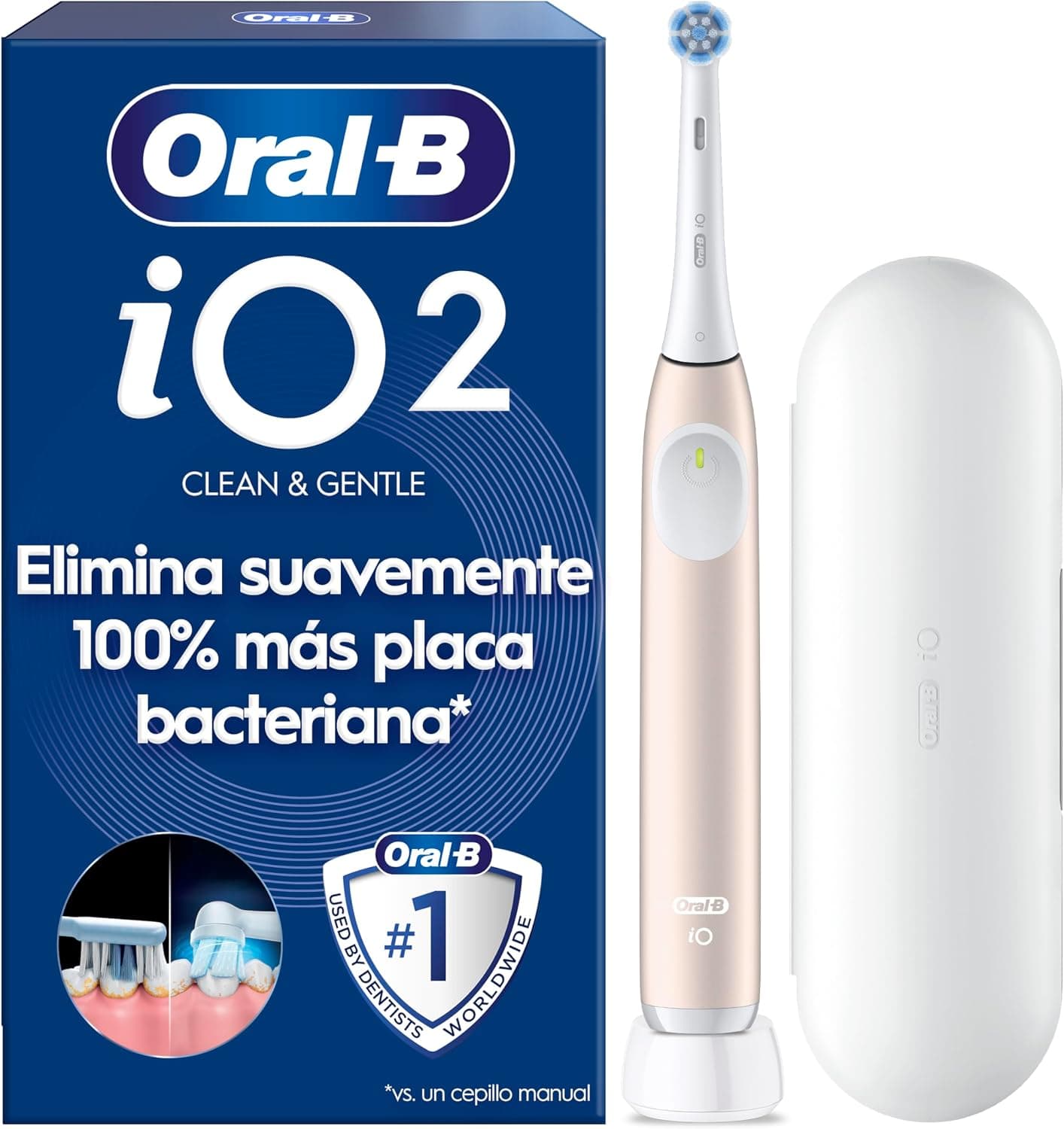 Oral-B iO 2 Cepillo de Dientes Eléctrico con 1 Cabezal, Rosa Suave