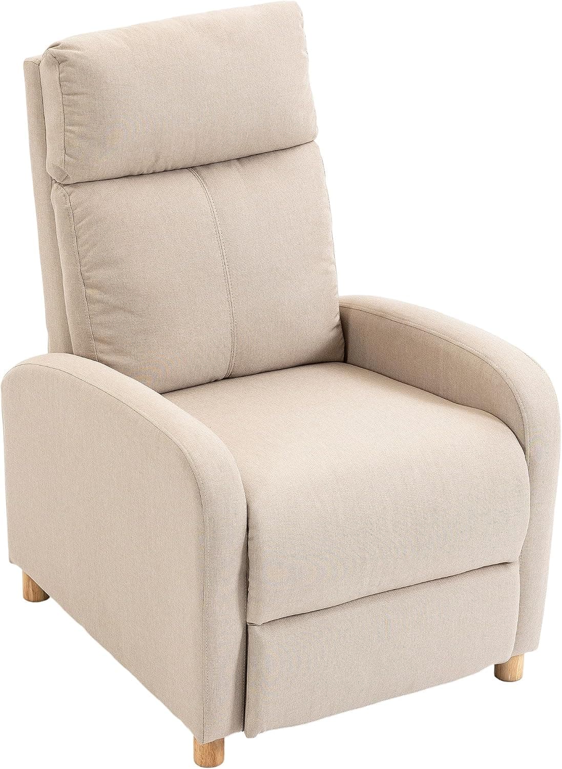 HOMCOM Sillón Relax Reclinable Manual hasta 135°, Reposapiés Beige