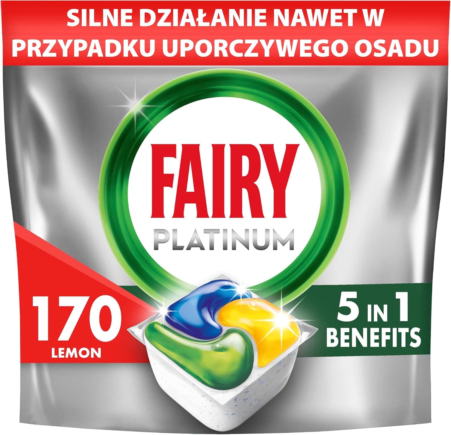 Fairy Platinum Cápsulas Lavavajillas Para Máquina Limón, 170 Cápsulas