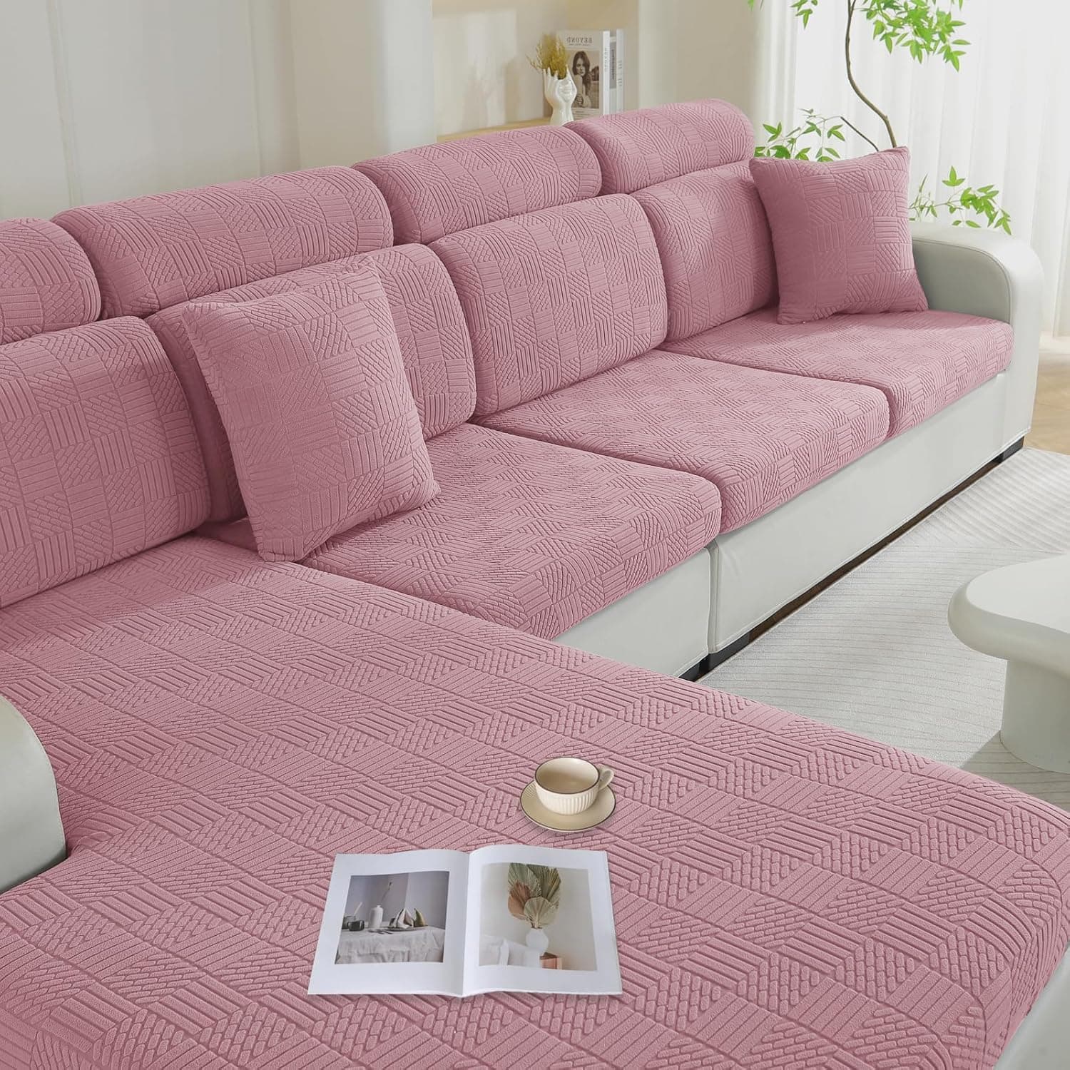 Ystyle Funda Asiento Sofa Ajustable, Alta Extensible Funda Sofa Cojin Separado, Antideslizante, Universal, Lavable, Protector de Muebles para Perros y Mascotas (1 Asiento-X, Rosa)