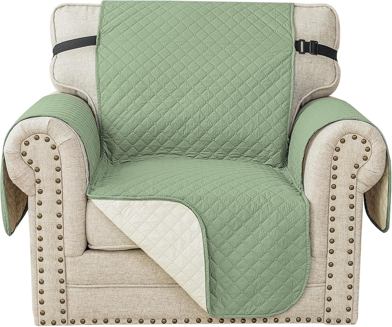 YSTELLAA Funda Sofa 1 Plaza, Antideslizante, Verde Menta