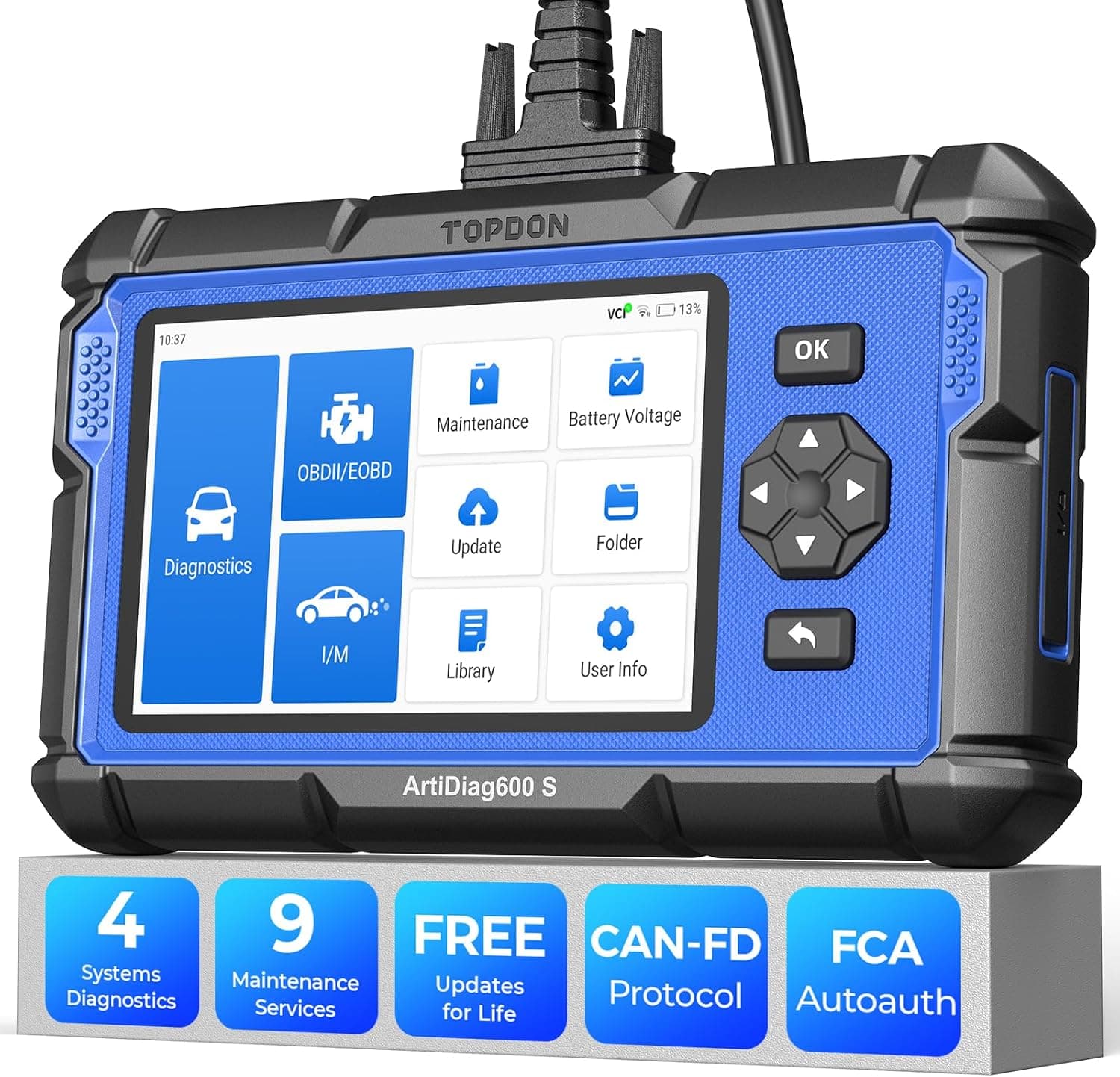 TOPDON AD600S obd2 Diagnosis con 4 Sistemas y 9 Funciones de Reinicio