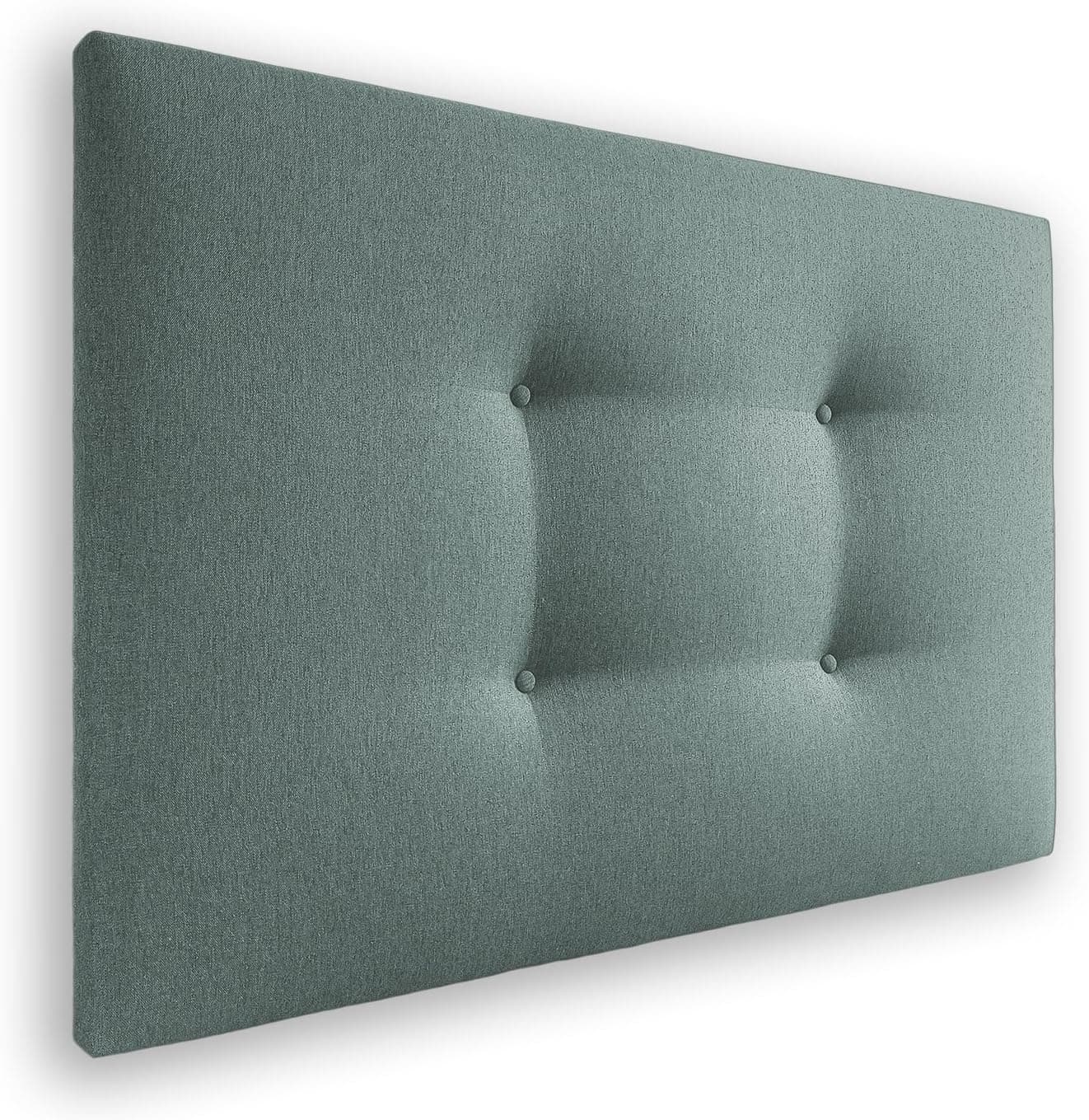 Silcar Home - Cabecero de Cama Carlo 105 Tejido Azul Turquesa - Estructura de Madera, Tapizado en Polipiel, Diseño Moderno con Dos hileras Botones, Fácil Instalación - Tela Azul Turquesa, 105 cm