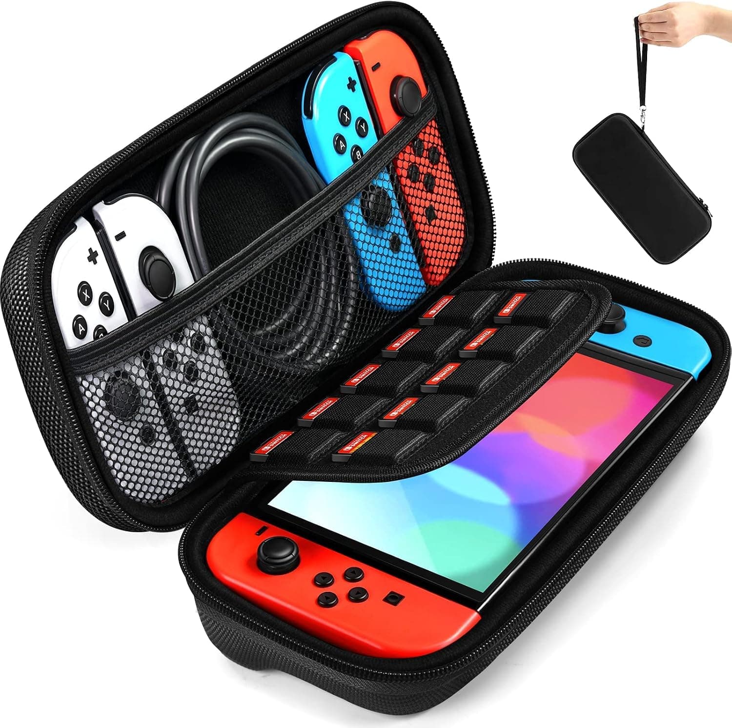 iVoler Funda de Transporte para Nintendo Switch, Funda rígida portátil, Bolsa de Viaje para Nintendo Switch Console con Capacidad para 20 Cartuchos de Juego
