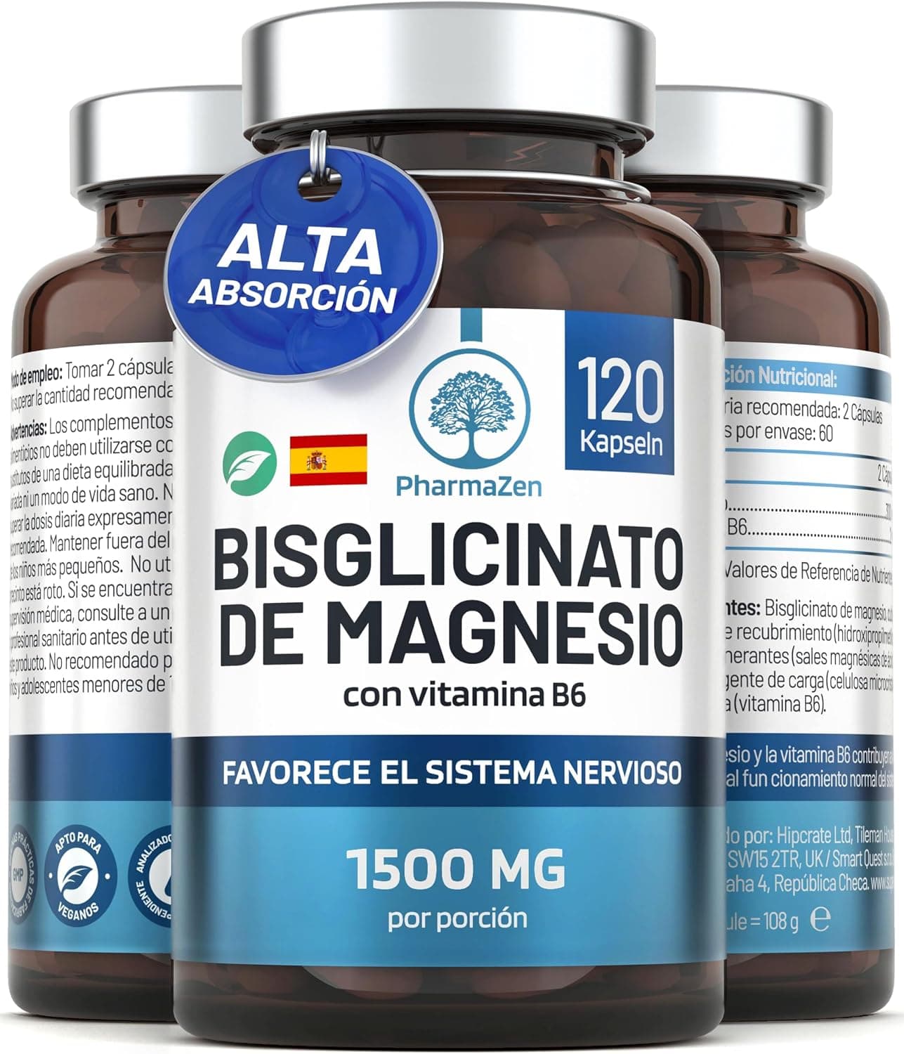 Bisglicinato de Magnesio 1500 mg con vitamina B6 - Sueño y energía