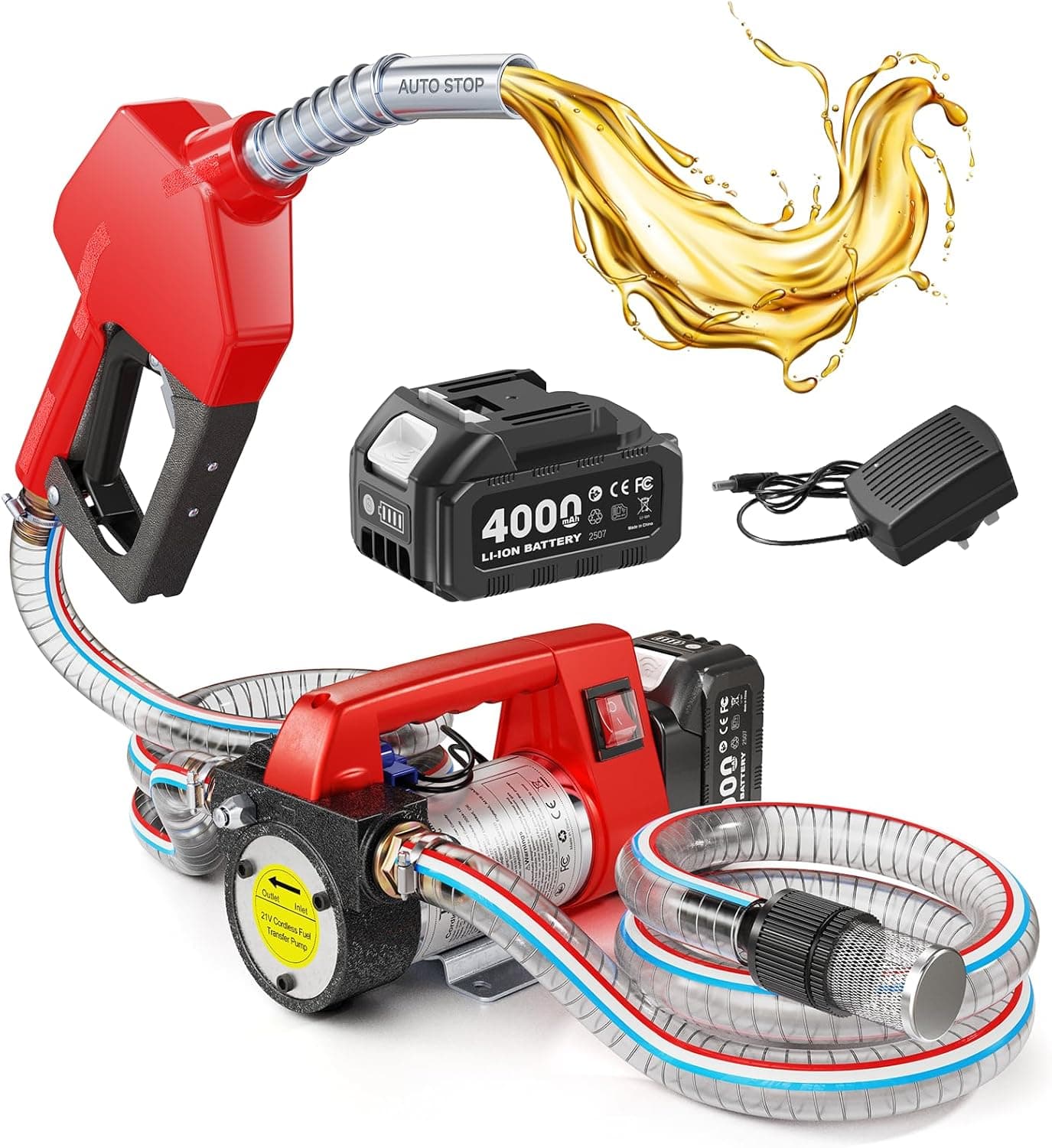 Taskstar Bomba Trasvase Gasoil a Batería 45 L/min, para diésel y queroseno
