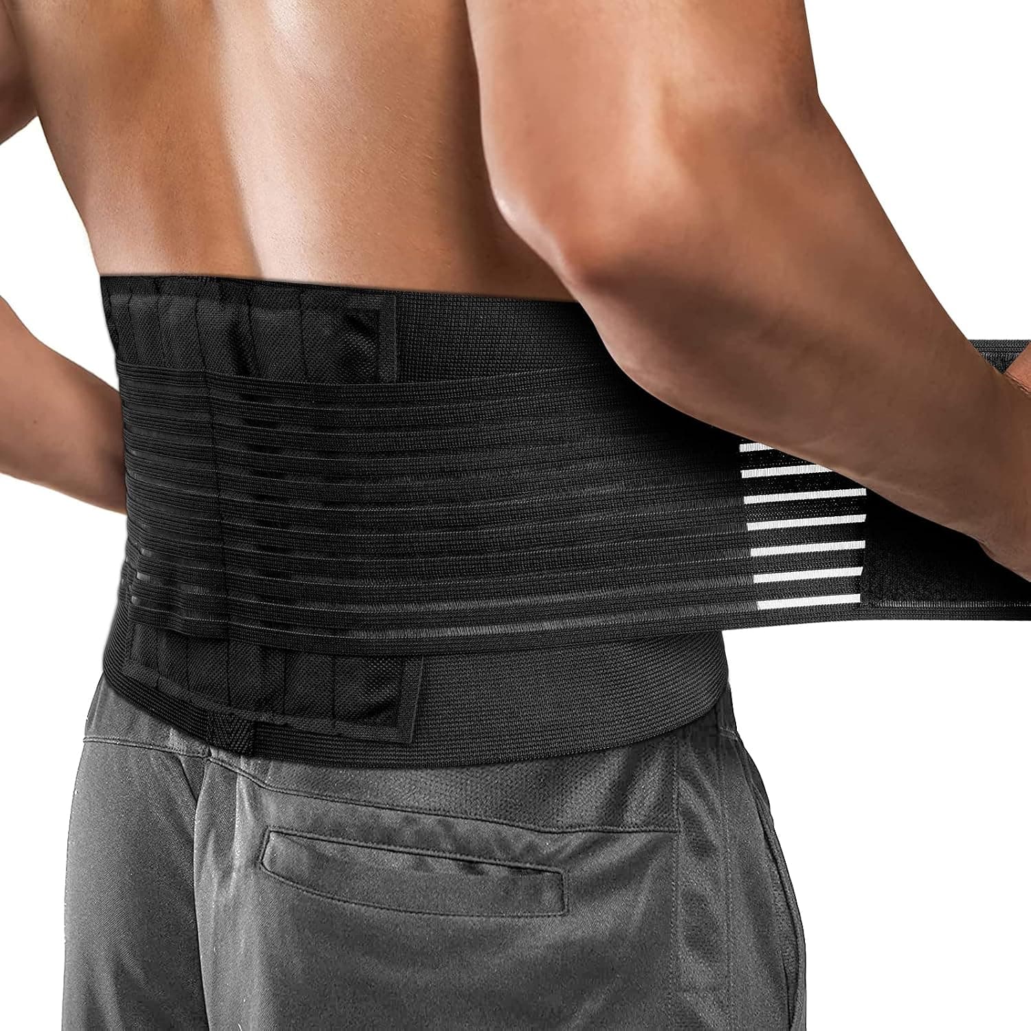 ACWOO Faja Lumbar Para Hombres y Mujeres, Cinturón Ejercicio Ortopédico, Cinturón Soporte Lumbar Transpirable con Correas Doble Ajuste, Cinturón e Apoyo Lumbar Para Alivia Dolor de Cintura y Espalda