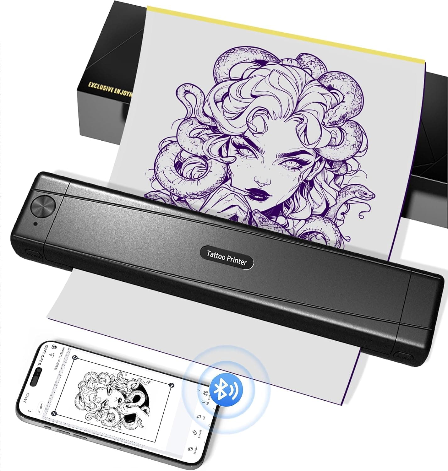 TATTMUSE Termocopiadora Tattoo, Impresora de Tatuaje con 10pcs de Papel