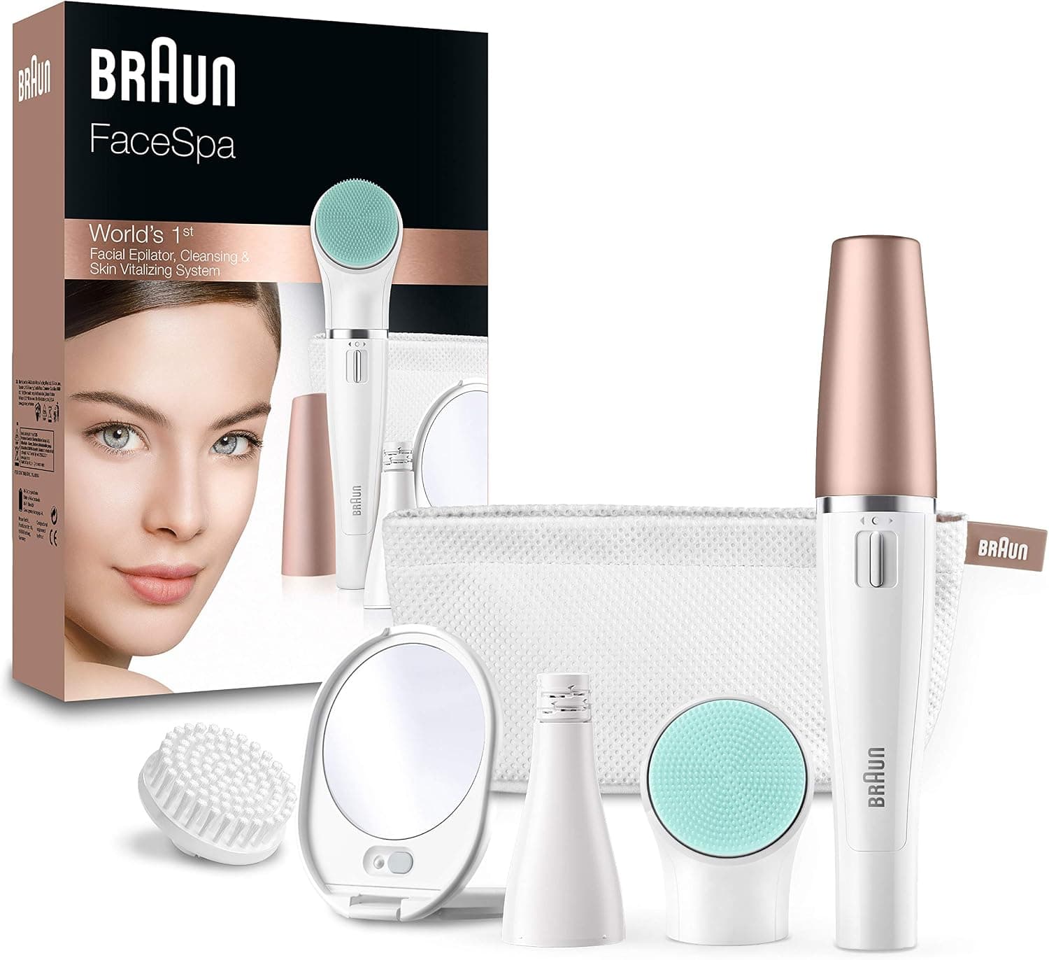 Braun Depiladora Facial Mujer FaceSpa 851V, Oro Rosa