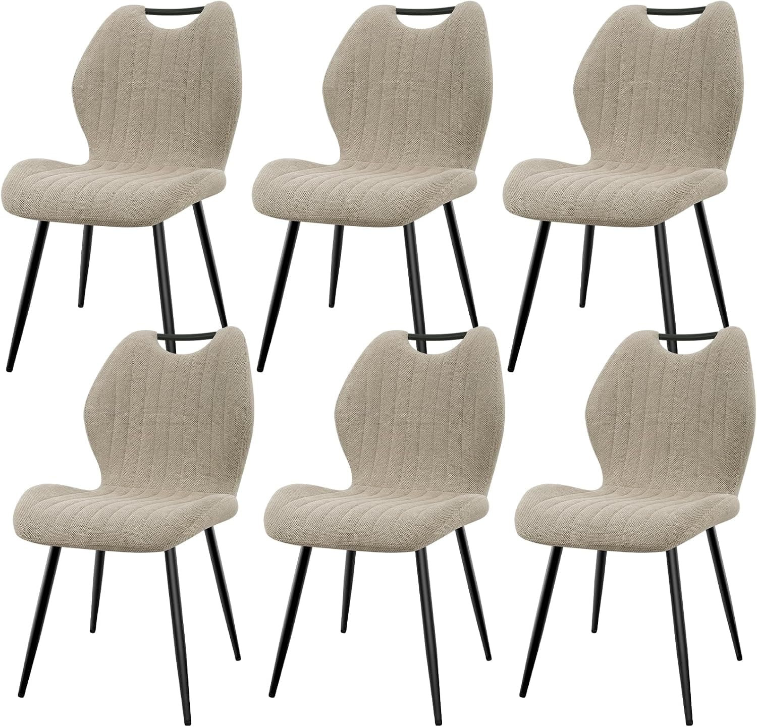 JIJIAN Pack de 6 Sillas de Comedor de Chenilla, Pardo Grisáceo