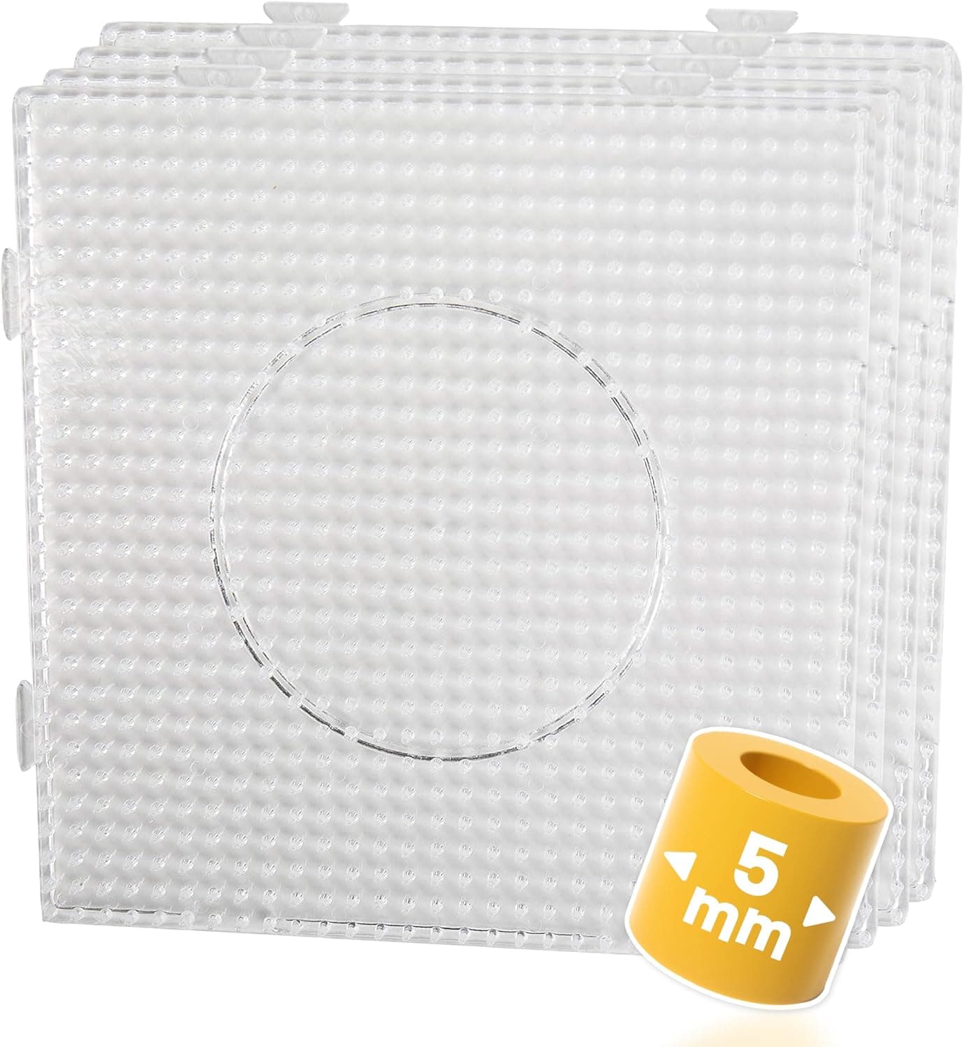 Smowo® 4 Plantillas de Cuentas para Planchar Cuadradas y Transparentes – Kit de Manualidades DIY para Perlas Beads – Juego Creativo para Niños