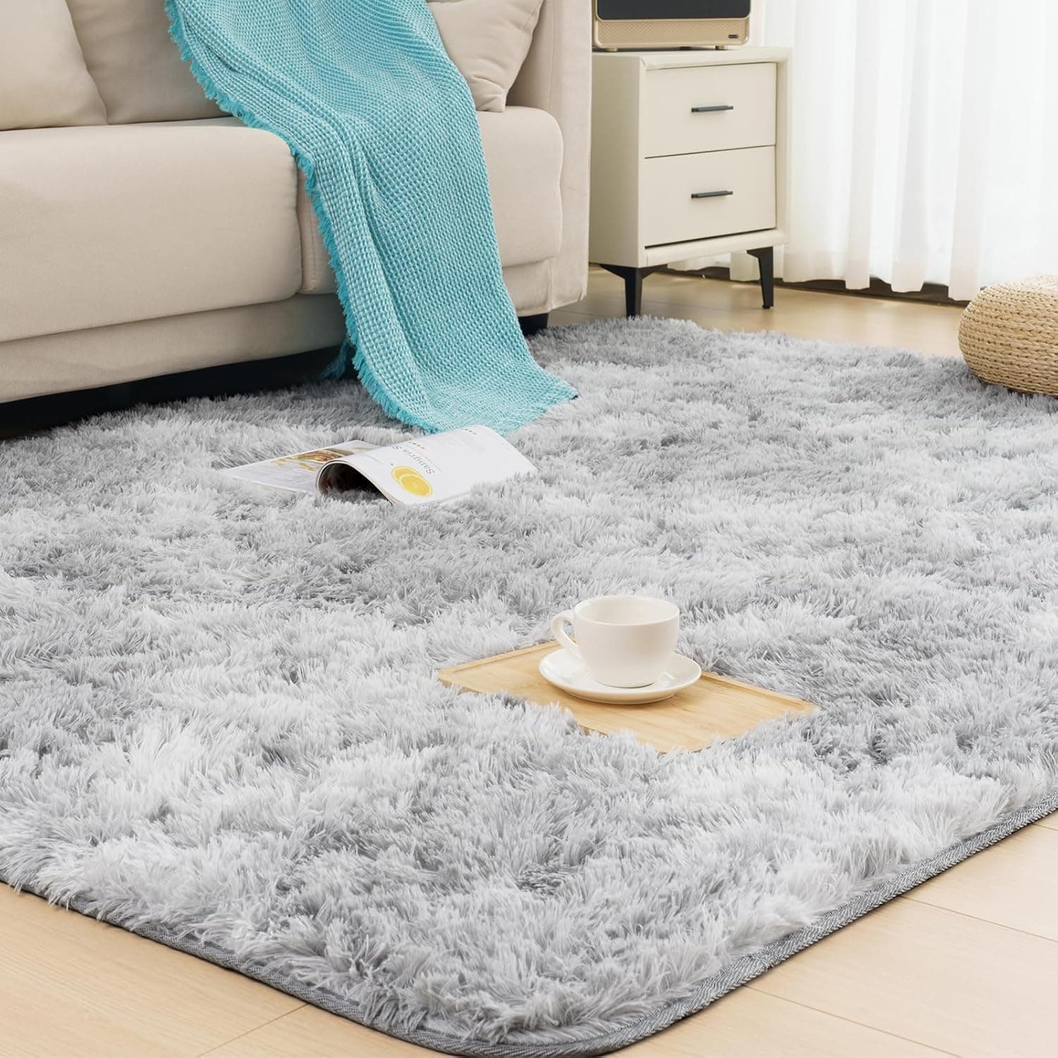 Vamcheer Alfombra de Pelo Largo 160 × 230 cm, Lavable y Antideslizante
