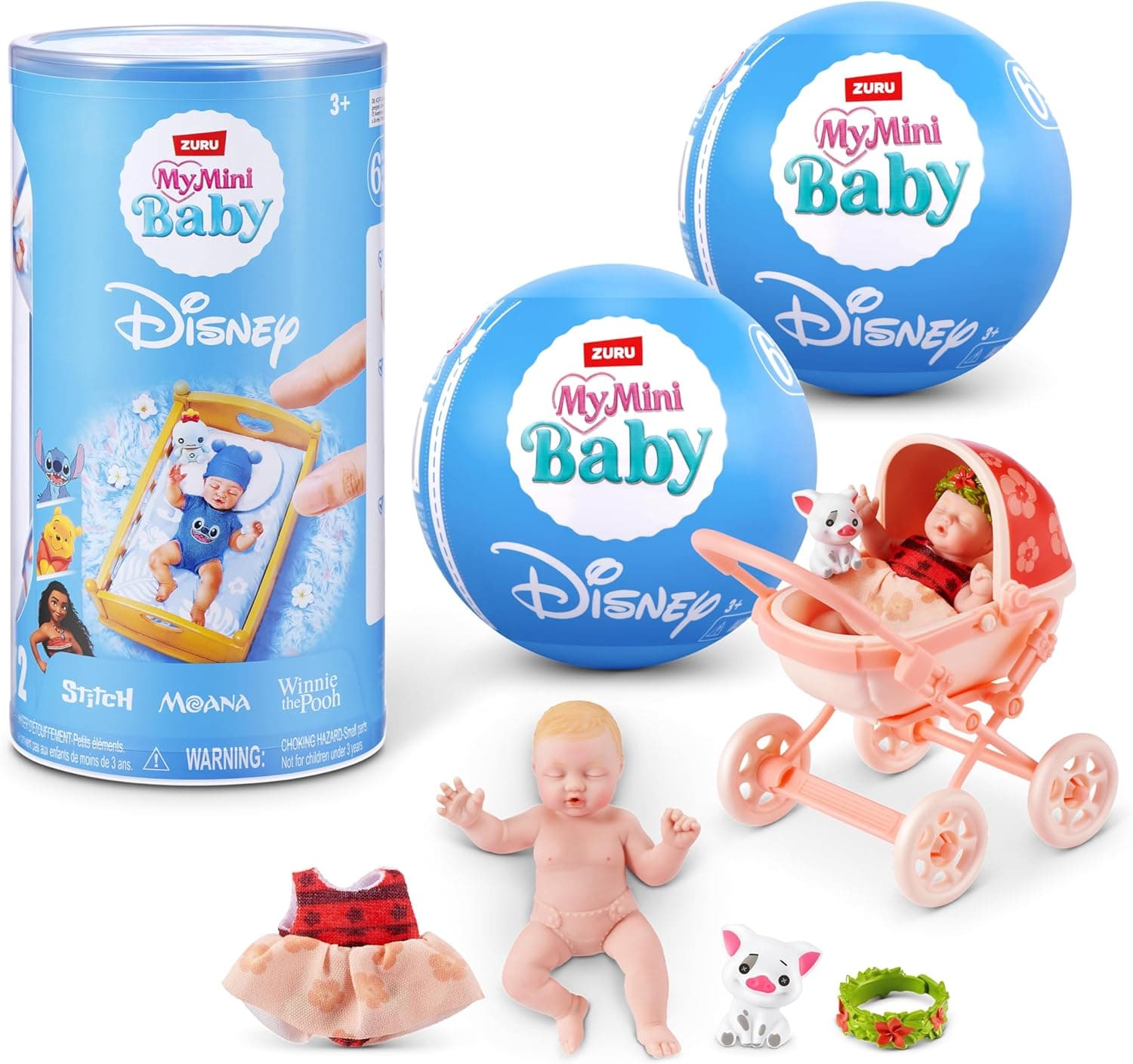 My Mini Baby Disney Series 1 2 Pack de ZURU – Muñeca Bebé Disney Coleccionable en Cápsula Misteriosa con Accesorios, Juguete Miniatura Realista para Niñas de 3+ Años
