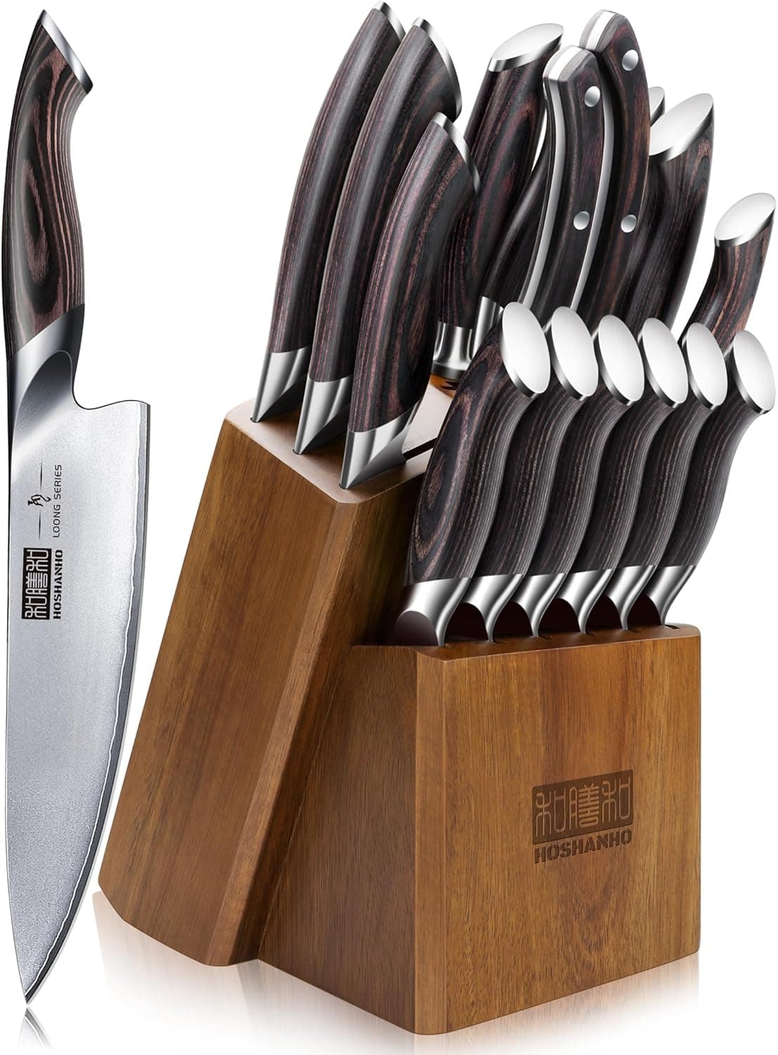 HOSHANHO Juego de Cuchillos de Cocina de 16 Piezas de Japoneses Super Steel