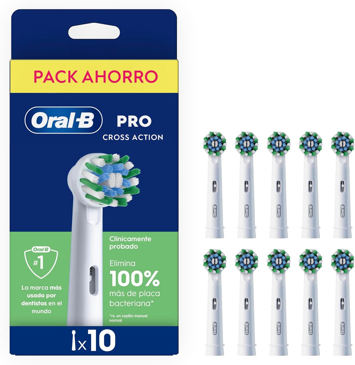 Oral-B Pro CrossAction Cabezales de Recambio Originales, Blanco, Pack de 10