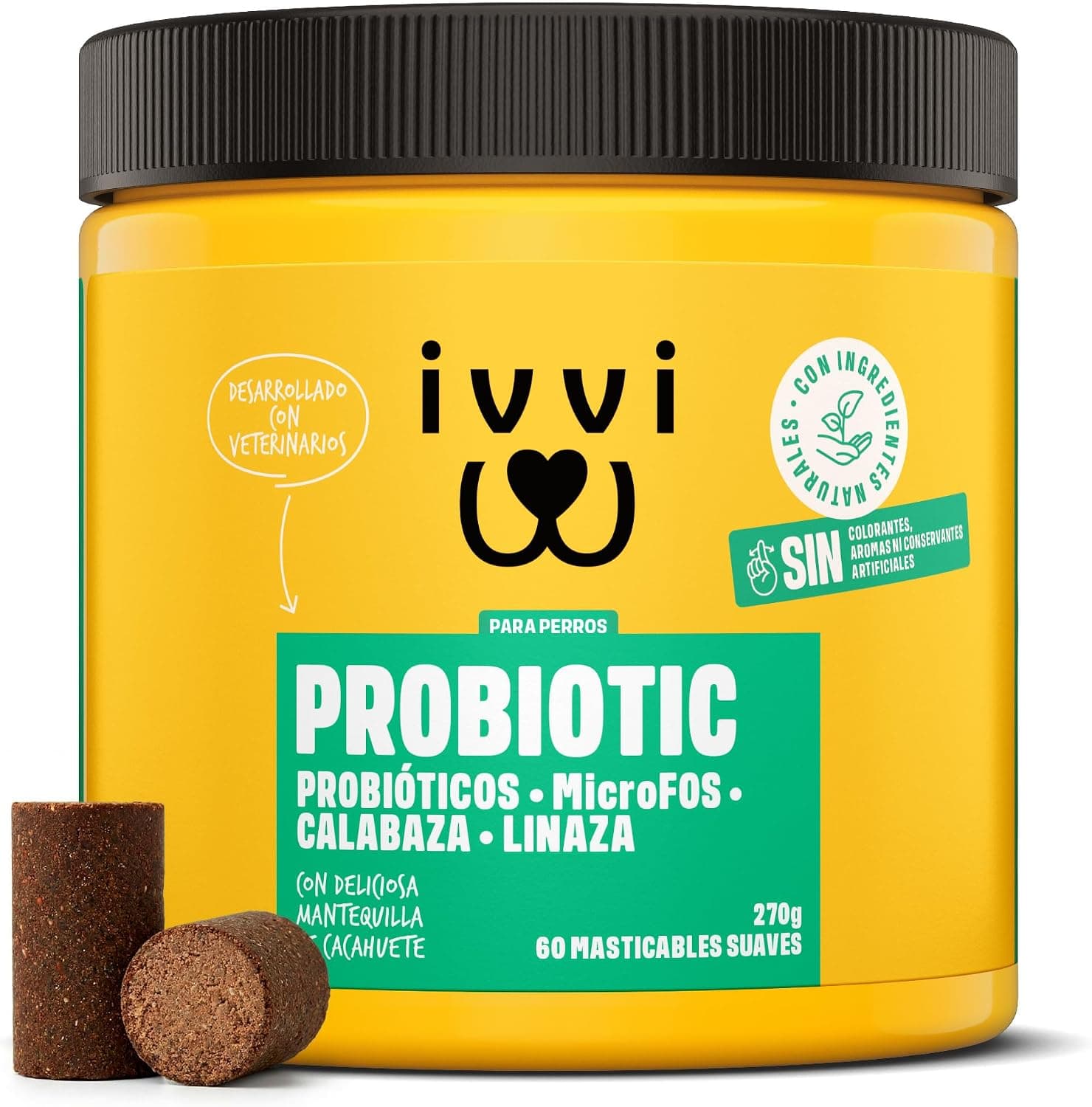 ivvi Probiotic Complemento Digestivo Perros, 60 Snacks Vegetarianos