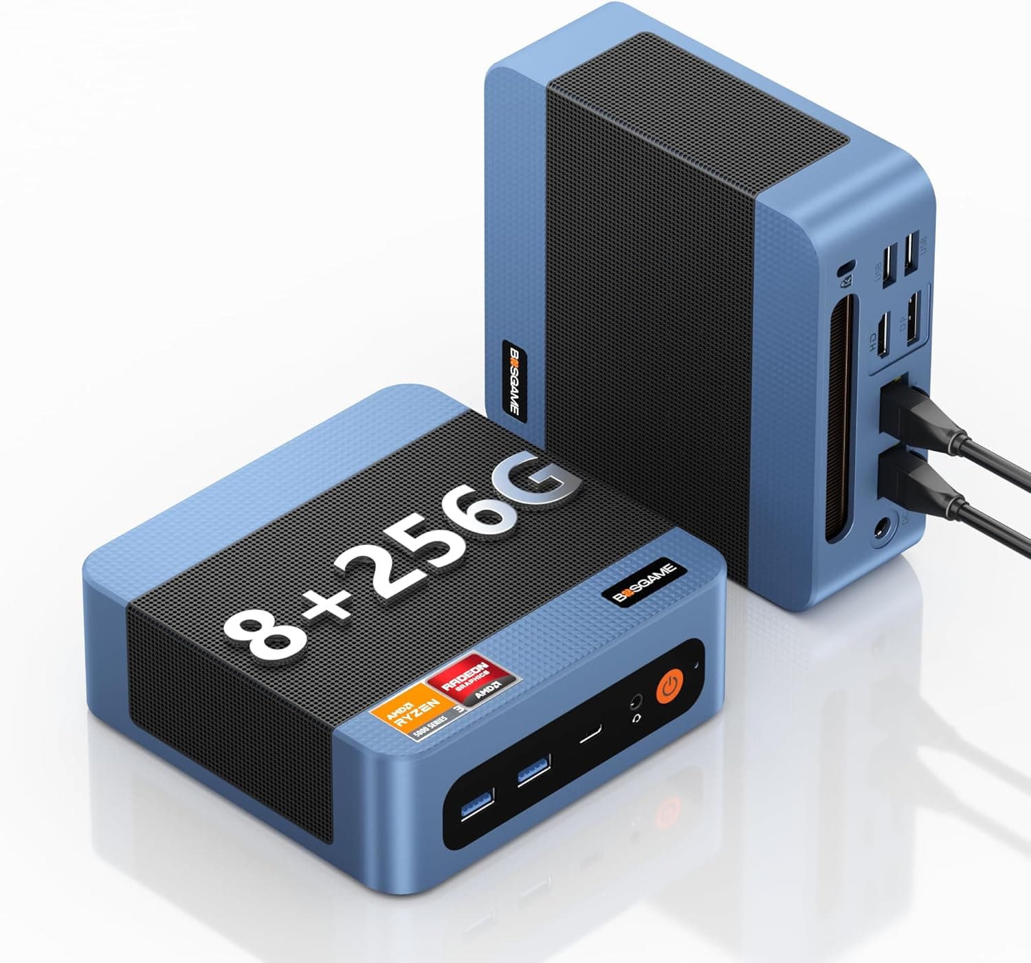 BOSGAME E5 Mini PC AMD Ryzen 5300U W-11 Pro (hasta 3.8 GHz, Superior 4300U/N150) 8 GB de RAM DDR4, SSD de 256 GB, Triple Pantalla 4K, WiFi 5, BT5.0, Doble LAN. Micro PC para Escuela/Negocios/hogar