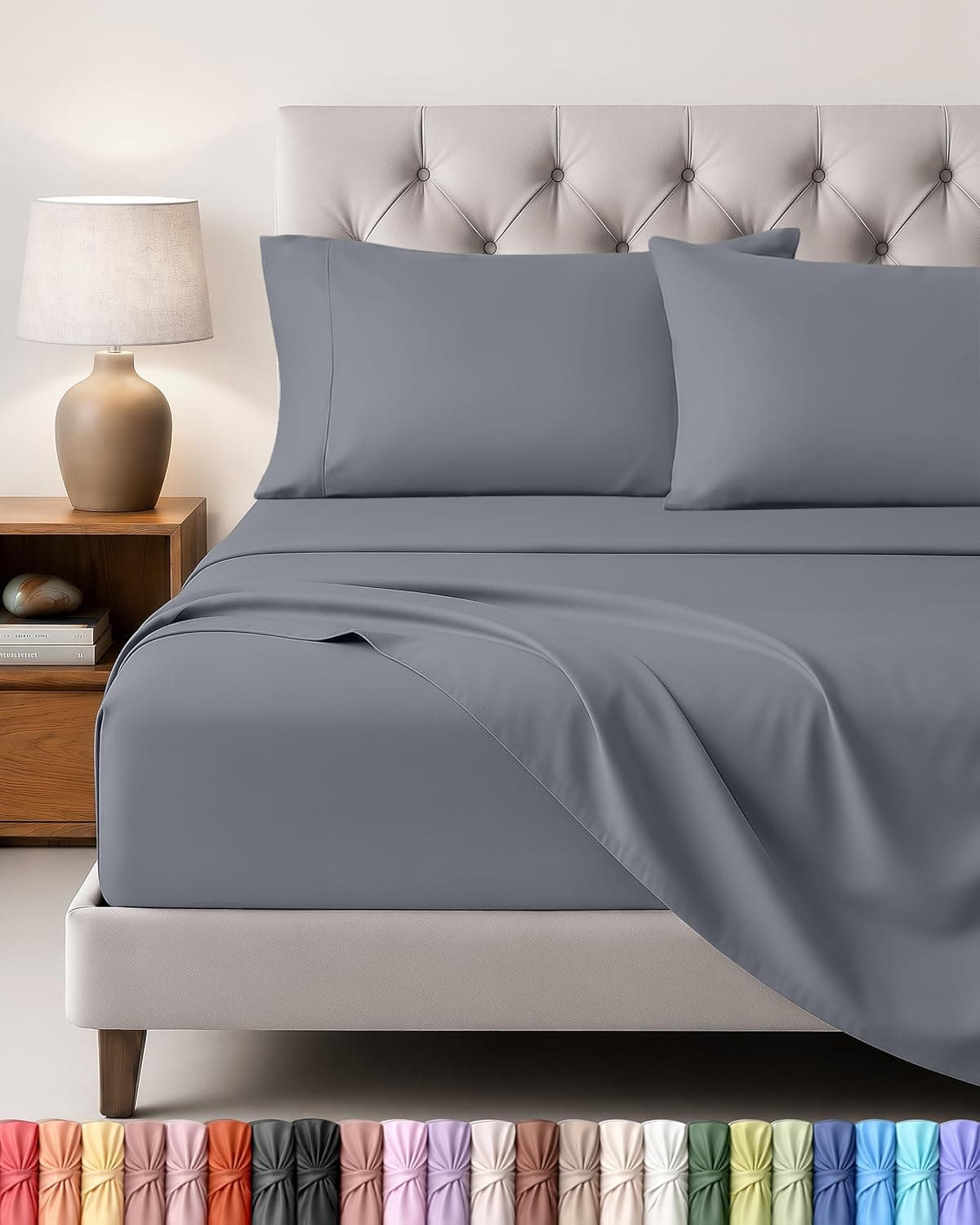 Utopia Bedding Juego de Sabanas 4 Piezas, 105x190cm, Gris