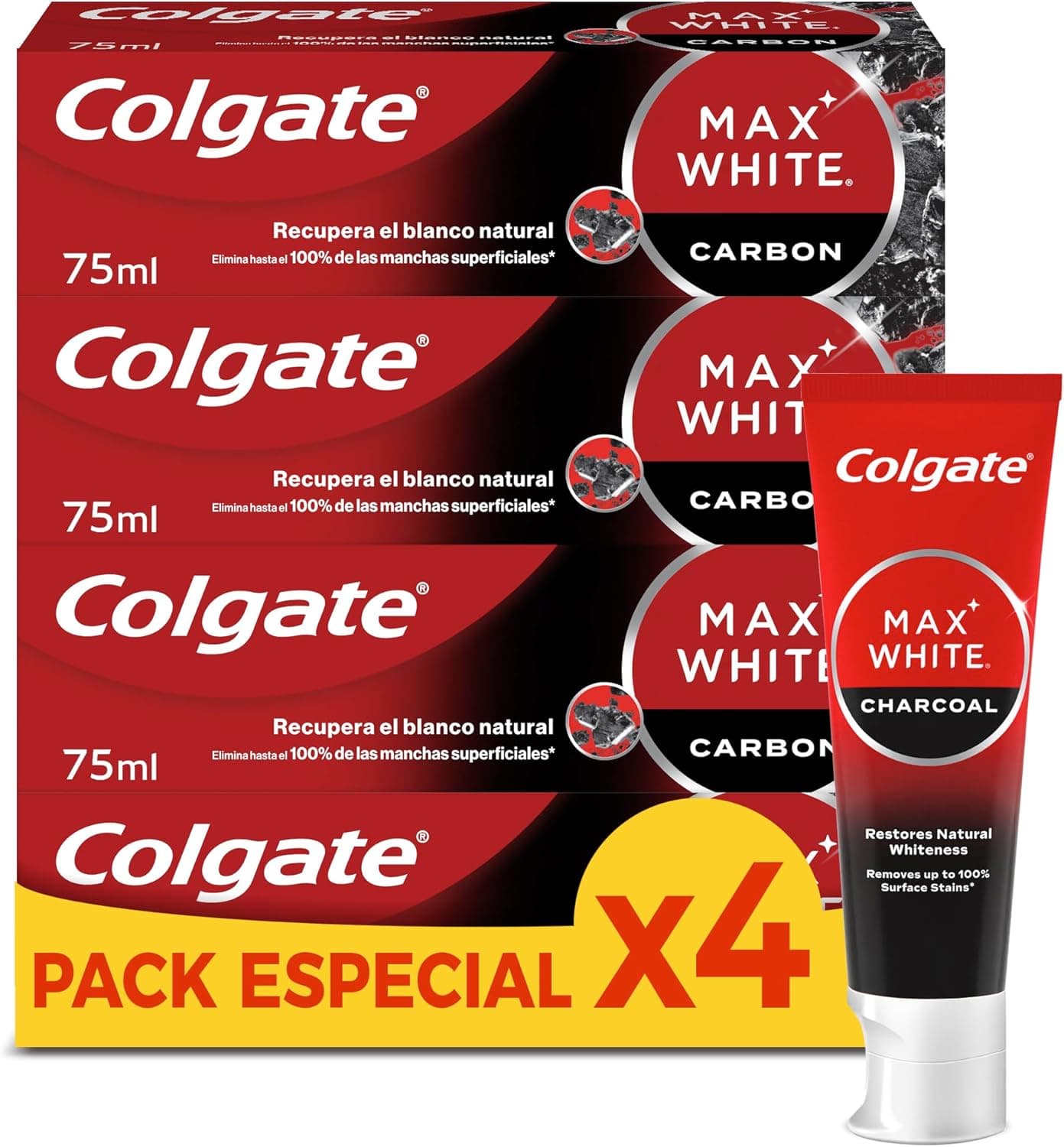 Colgate Max White Carbón Pasta de Dientes 4x75ml