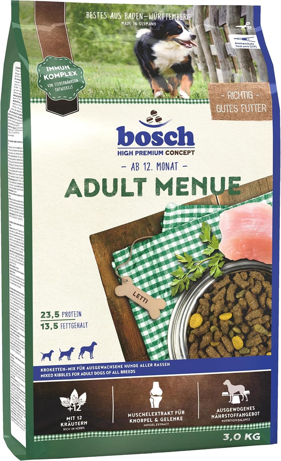 bosch HPC Adult Menue | mezcla de croquetas para perros adultos de todas las razas | 1 x 3 kg