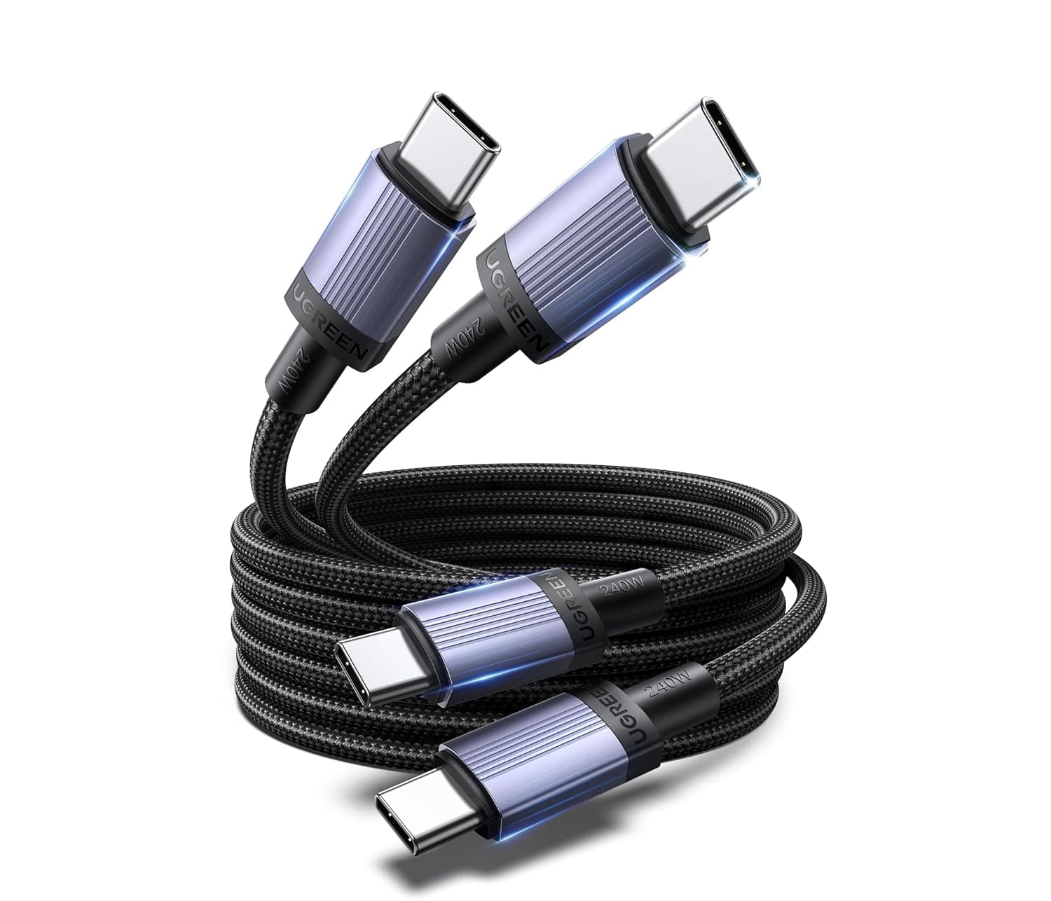 UGREEN 2Pack Cable USB C 240W 5A 48V Carga Rápida Trenzado Nylon (2M)