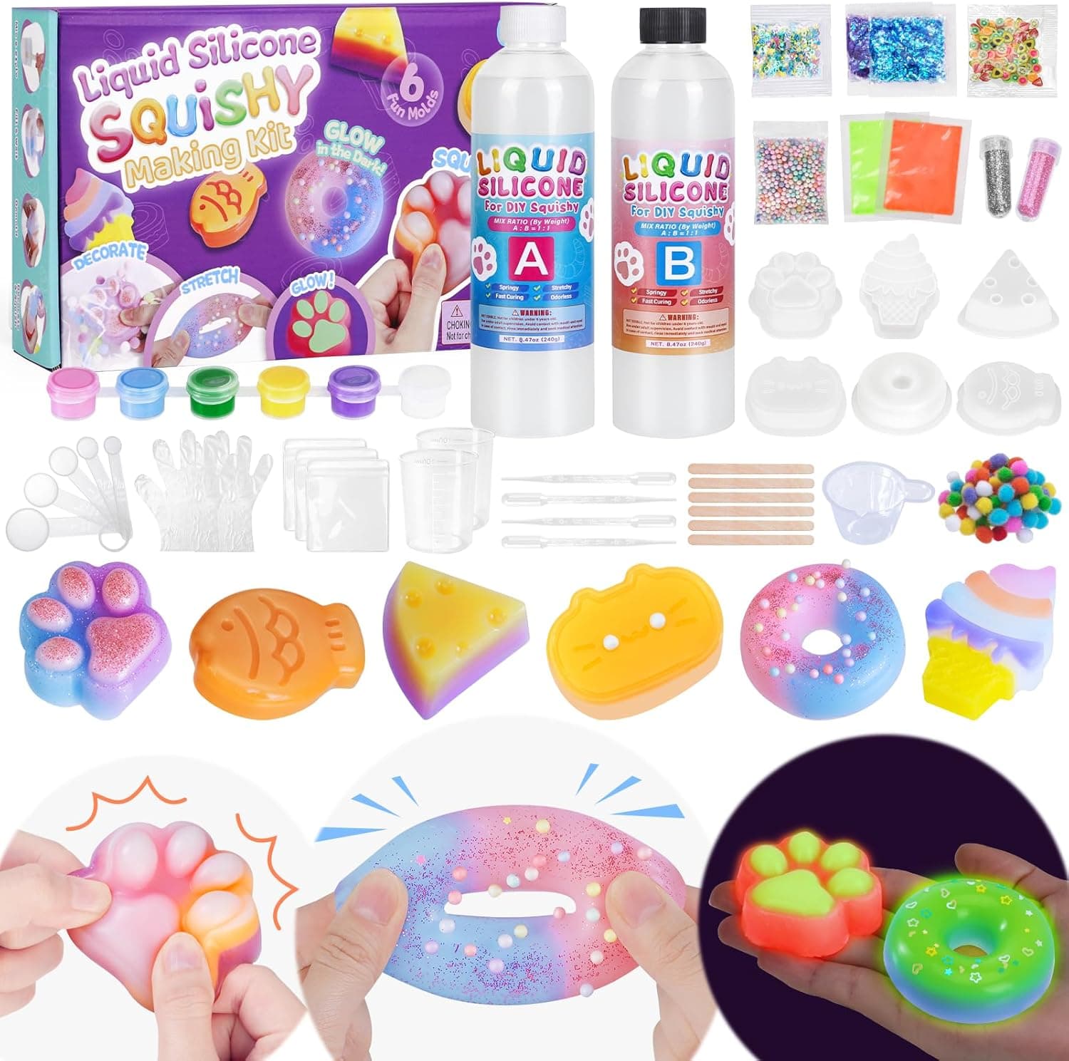 Highttoy Kit Squishy Silicona Líquida Luminoso Bricolaje Niños 6+ Años