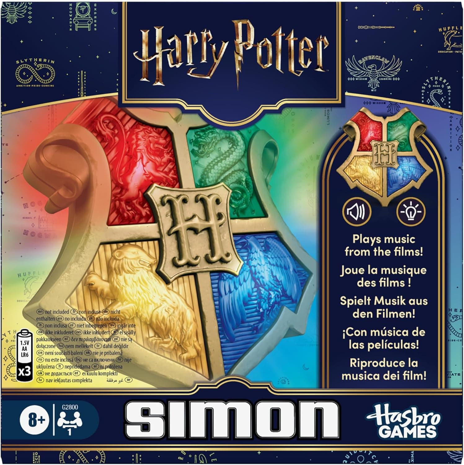 Juego Simon Edición Harry Potter - Juego electrónico portátil de Memoria para niños y niñas - Temática de Hogwarts - Luces y Sonidos - con Licencia Oficial - 1 o más Jugadores - A Partir de 8 años