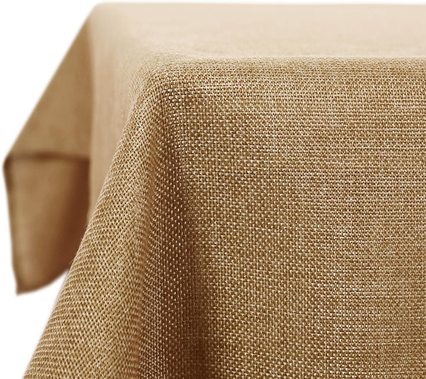 Deconovo Mantel Mesa Rectangular para Comedor Cocina o Salón Efecto Lino 132 x 178 cm Marrón Claro