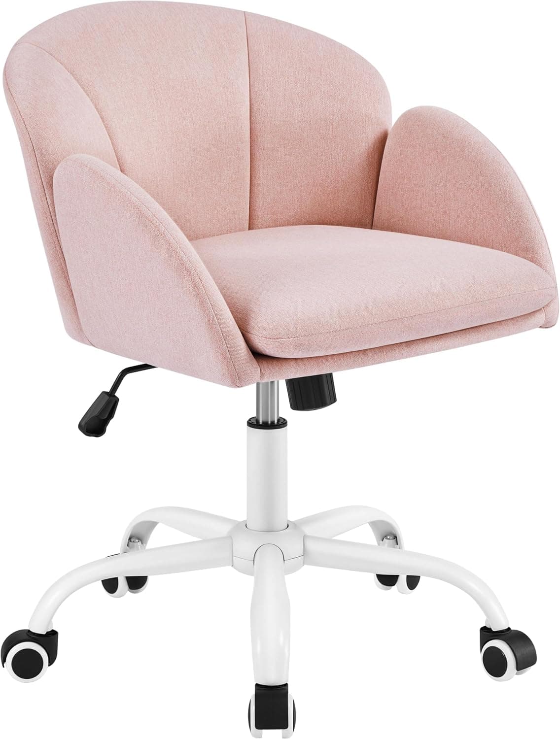 Yaheetech Silla de Oficina Silla de Tela con Respaldo Silla Base Blanca