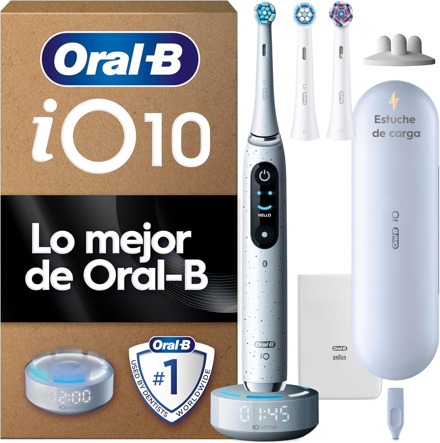 Oral-B iO 10 Cepillo de Dientes Eléctrico con 3 Cabezales, Blanco