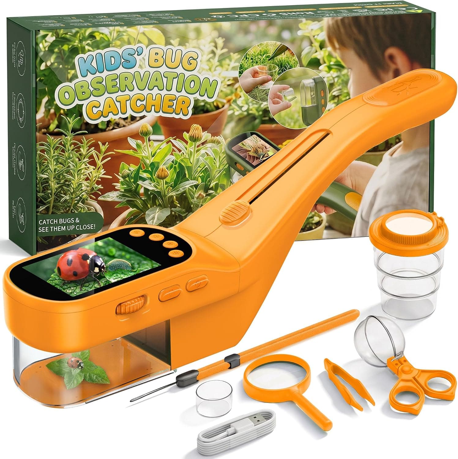 CIMELR Atrapa Insectos 2,4" HD microscopio – Juguete Naturaleza para niños