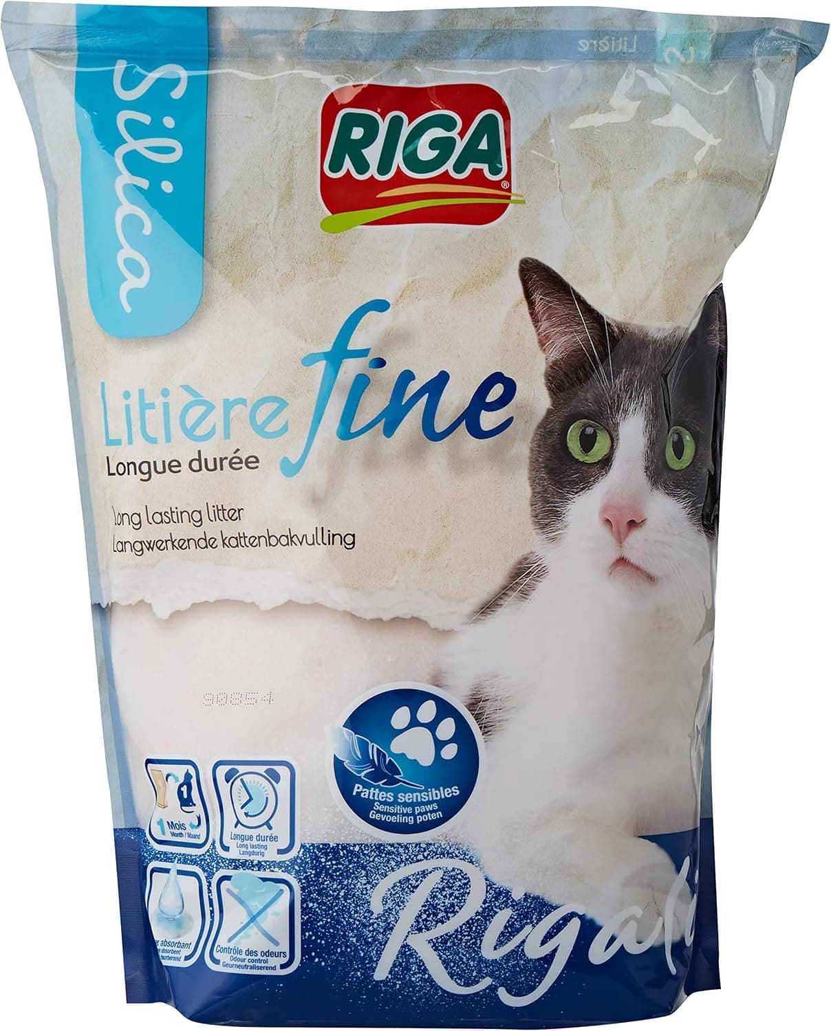 Riga Rigalit Fine - Arena de sílice para Gatos, 1,6 kg