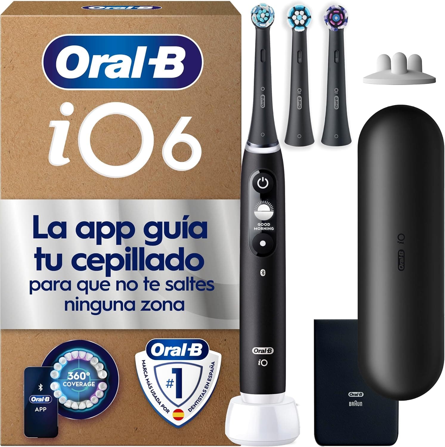 Oral-B iO 6 Cepillo de Dientes Eléctrico, con 3 Cabezales, Negro