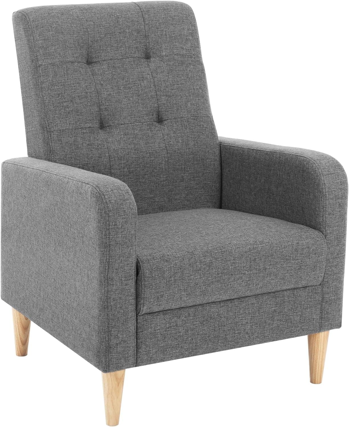 WOLTU Sillon de Relax, con Respaldo Alto, Patas Madera Maciza, Gris Oscuro