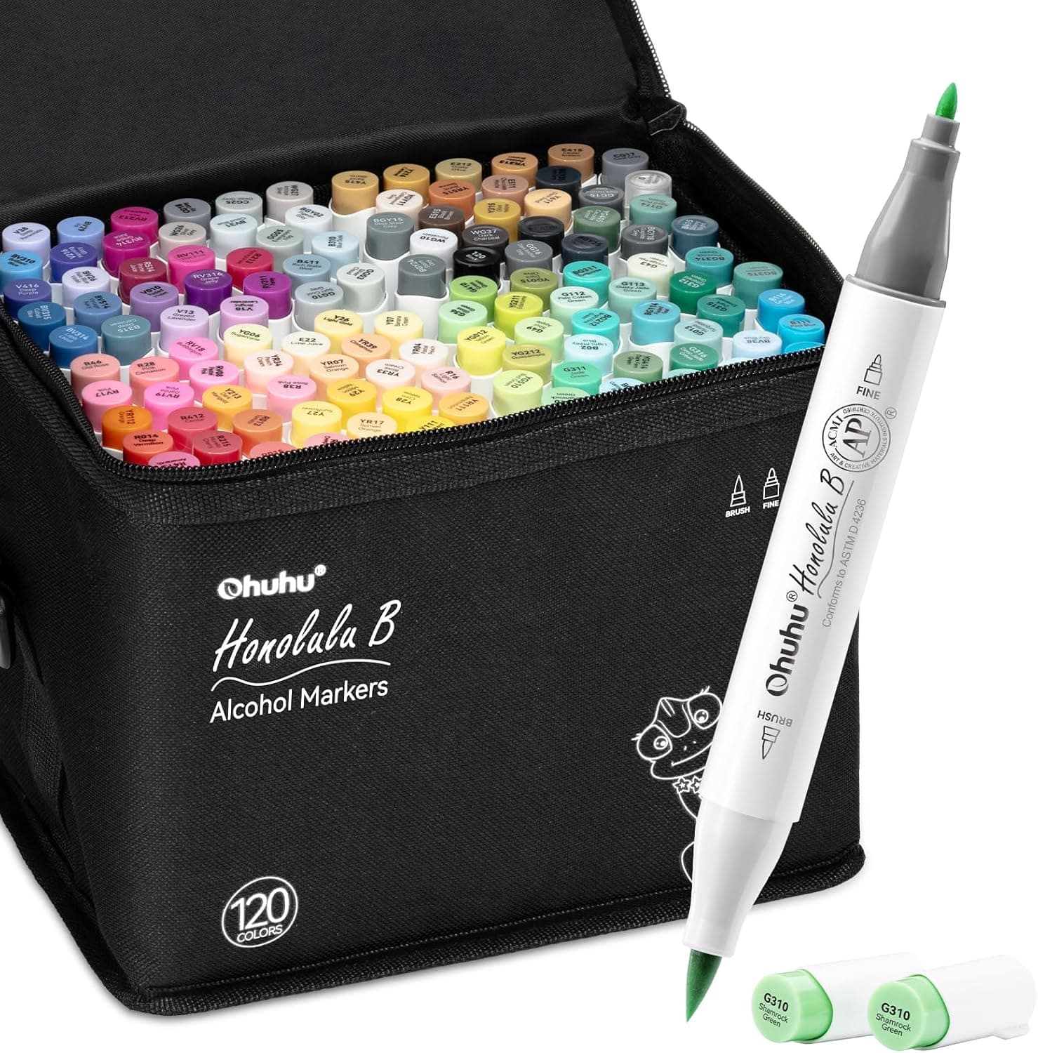 Ohuhu Rotuladores Pincel 120 Pincel & Fino con Mezclador para Arte