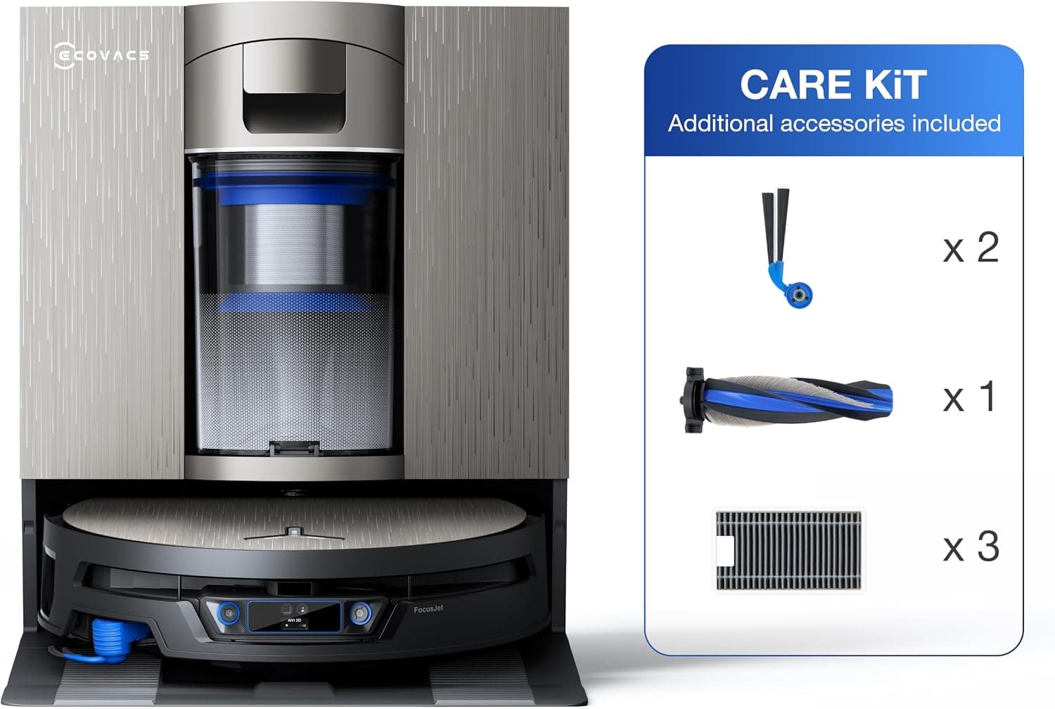 ECOVACS X12S OMNICYCLONE Care Kit Robot Aspirador y Fregasuelos, 27000 Pa