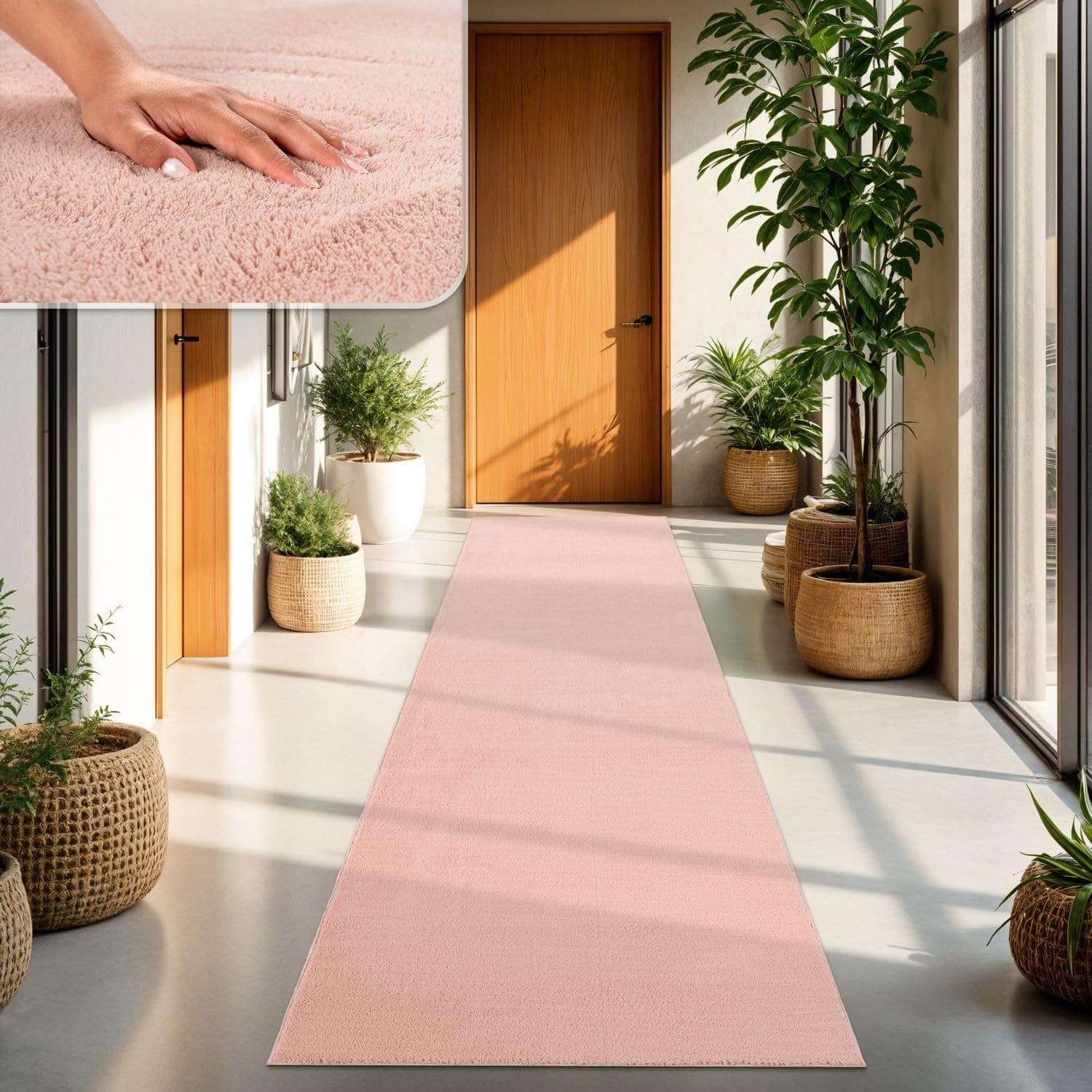 TT Home Alfombra Salón Rosa 60x100 cm Lavable y Pelo Corto