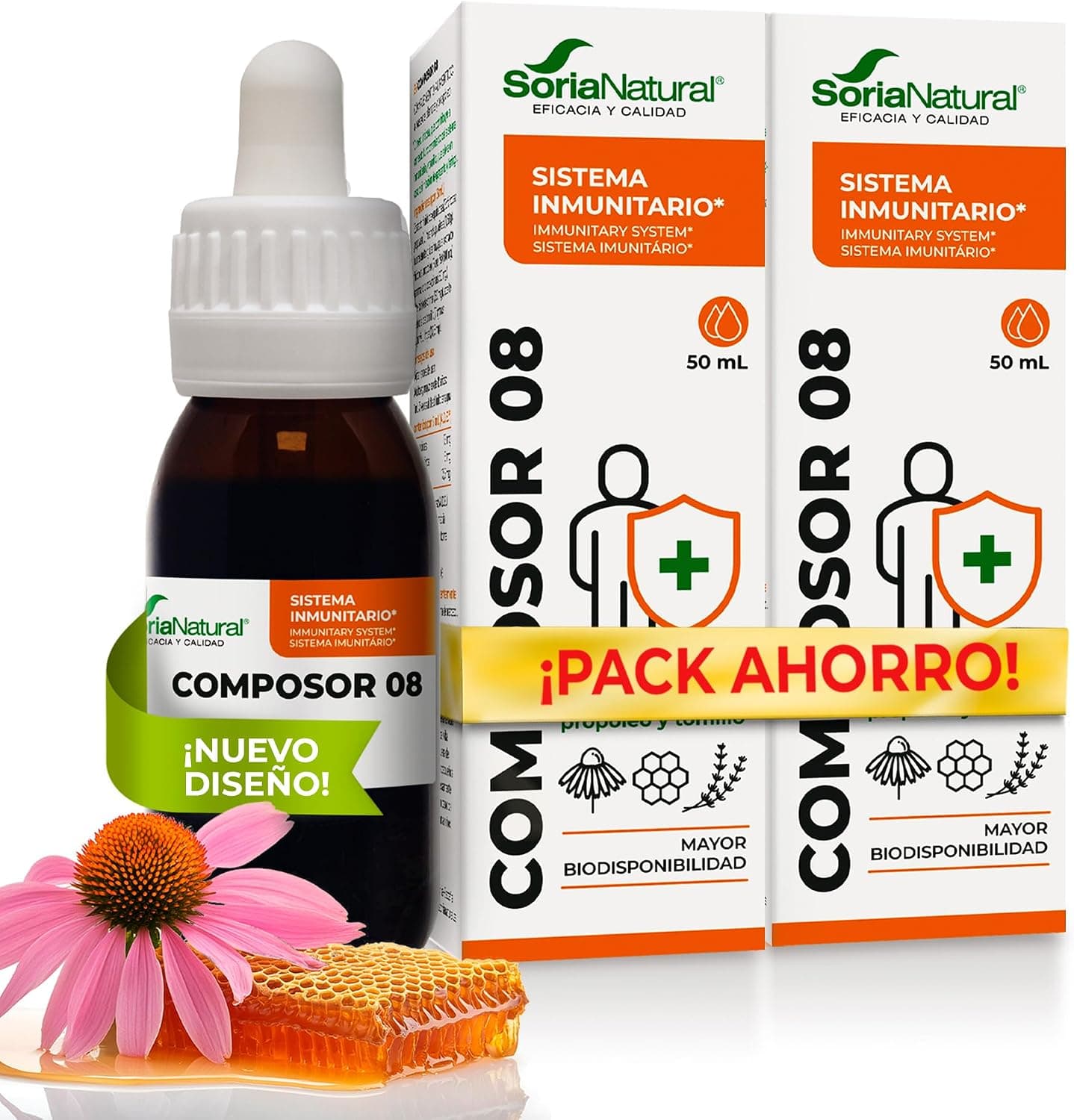 Composor 08 equinácea, propóleo y tomillo, 2 x 50 ml, Soria Natural