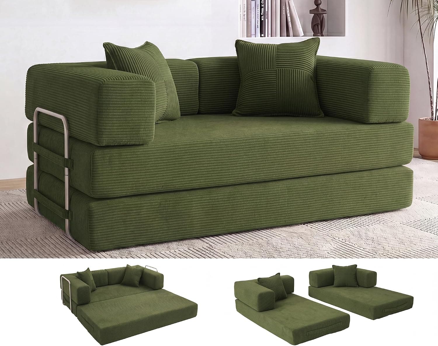 Vipbear Sofá Cama 2 Plazas, 160cm Modular Versátil Sofá Convertible 5 en 1