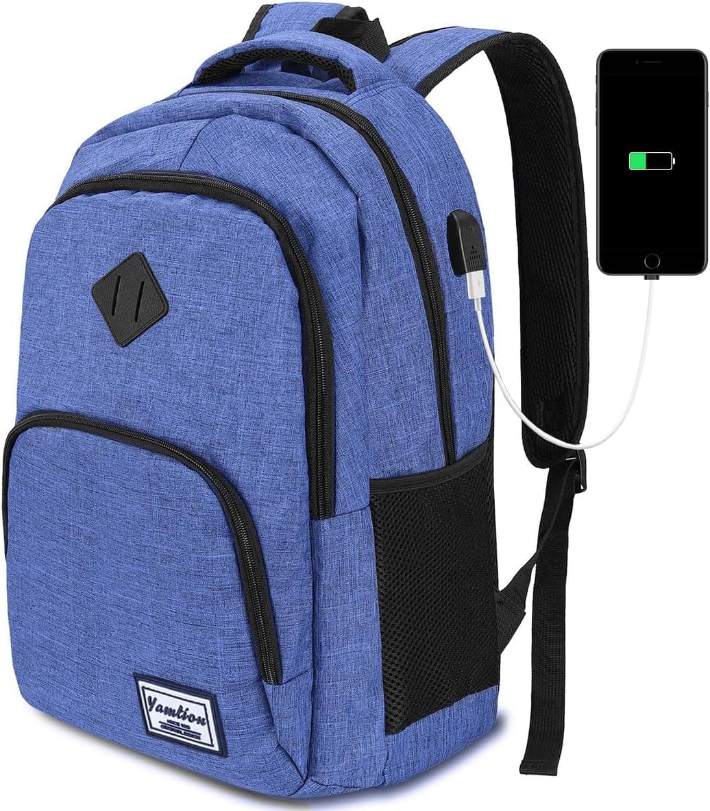 Mochila Escolar Niña Niño,Mochila Juvenil Mochila Portatil para Chico Chica Adolescente Estudiante Universidad Instituto Oficina Trabajo 15.6 pulgadas Azul