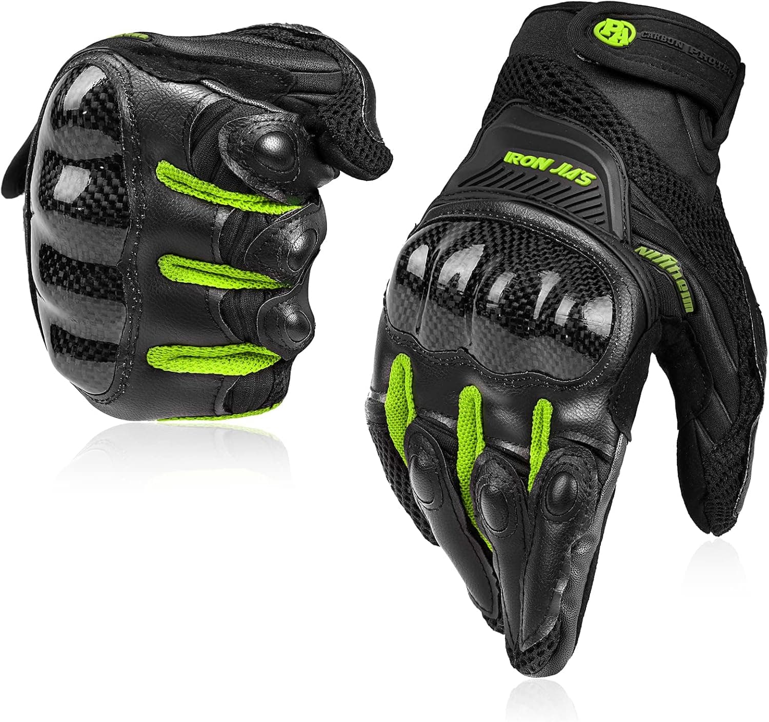 Guantes de Moto Transpirables Verano Off-Road Racing Guantes de Moto de Cuero con Nudillos Completos Protección Almohadilla Pantalla Táctil.