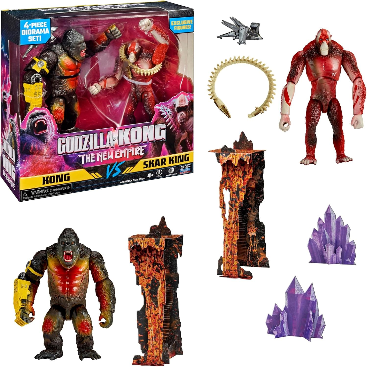 MonsterVerse - Godzilla x Kong, Pack de 2 Figuras articuladas, 15 cm, Kong vs Skar King, para niños a Partir de 4 años, MN3042
