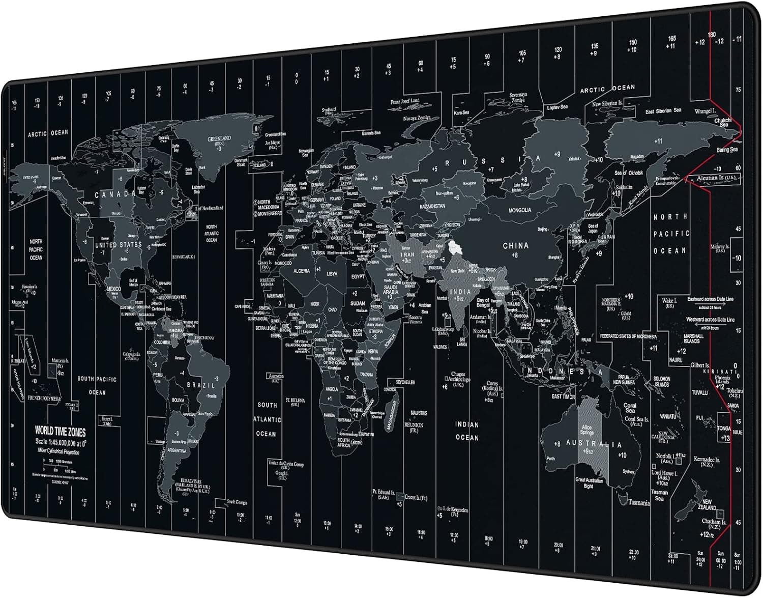 JIALONG Alfombrilla Raton Multifuncional Grande Gaming Mouse Pad XXL 900x400mm, Lavable, Antideslizante Diseñada para Gamers, Trabajo de Oficina - Negro Mapa Mundi